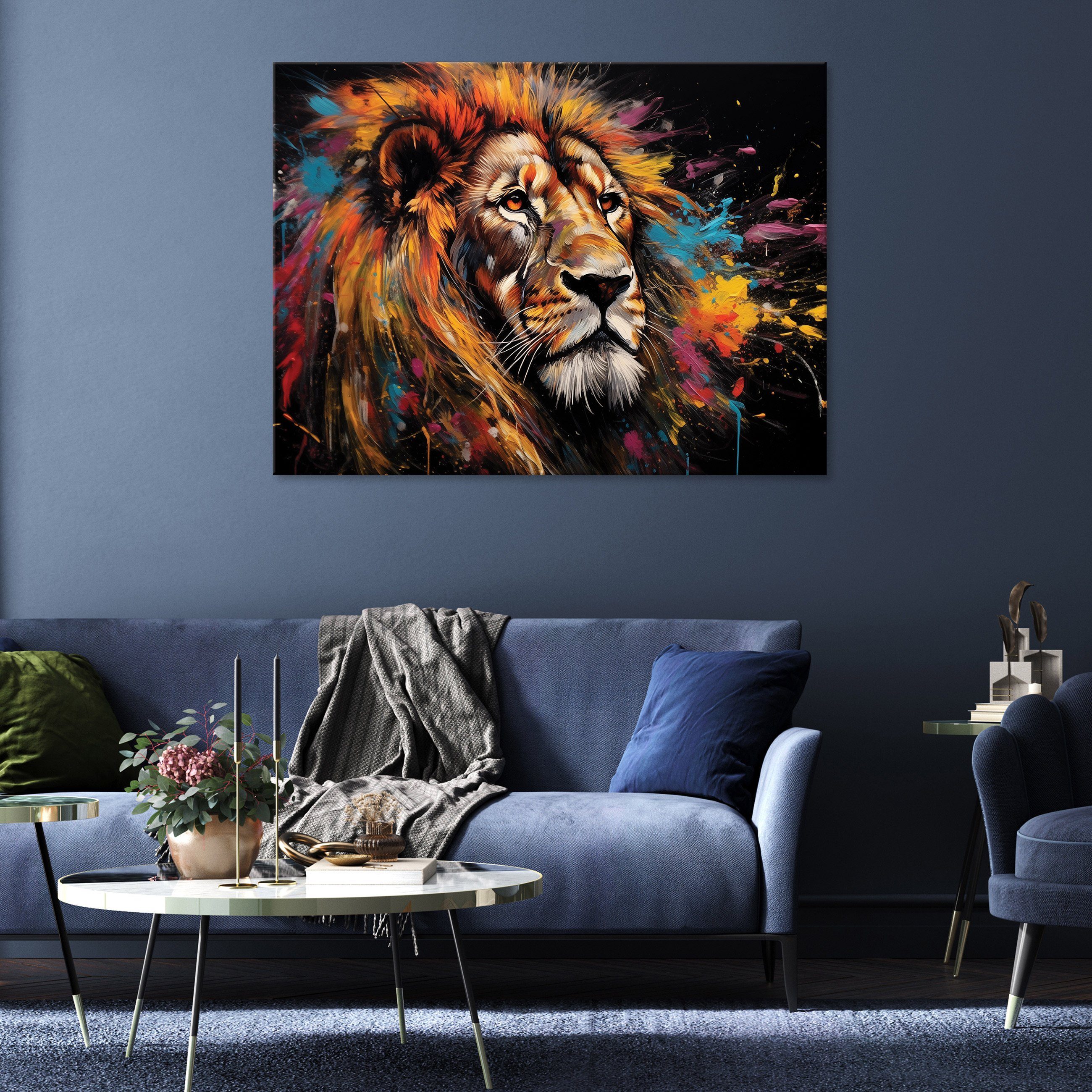 Wallarena Leinwandbild Löwe Gemalt Tiere Abstrakt Wandbild Groß Kunstdruck günstig online kaufen