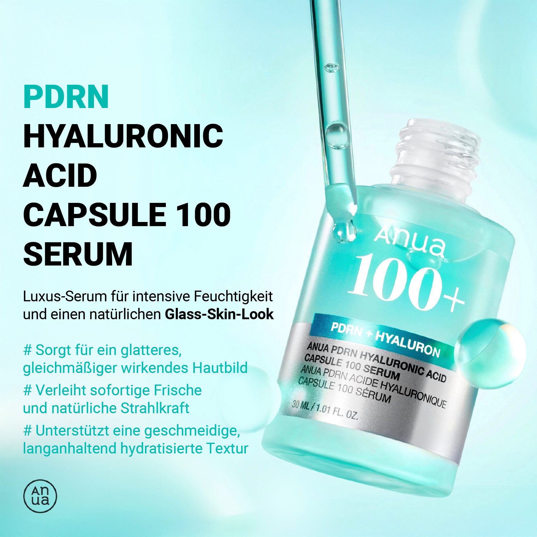 Anua Gesichtsserum Feuchtigkeitsserum für Gesicht Hyaluronic Acid Capsule 100 Serum, 1-tlg., Gesichtspflege, Serum, Anua 100+
