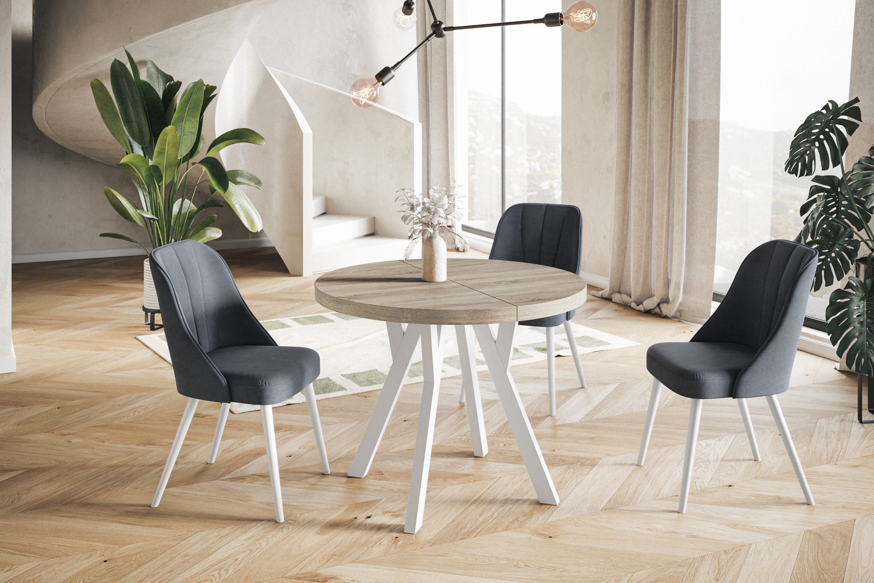 Alpi-Möbel Esstisch Wohnzimmertisch - Ausziehbarer runder Tisch 80-120 cm - günstig online kaufen