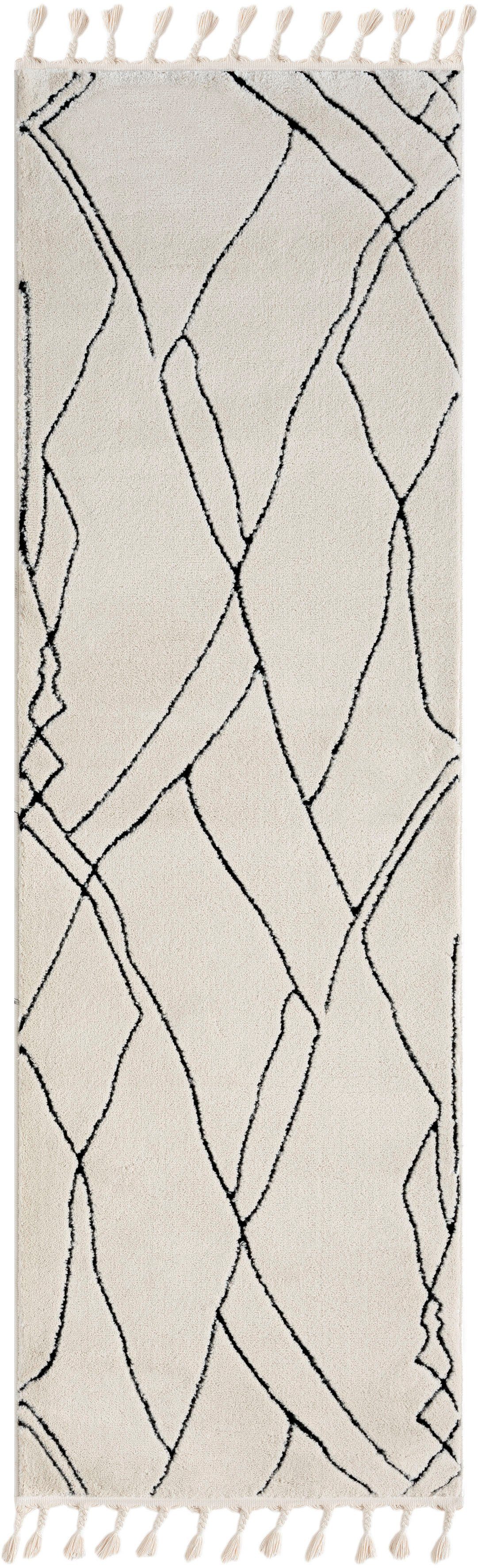 Myflair Möbel & Accessoires Hochflor-Läufer Moroccan Drawline, rechteckig, Höhe: 24 mm, modern, marokkanisches Design, flauschig weich durch Hochflor