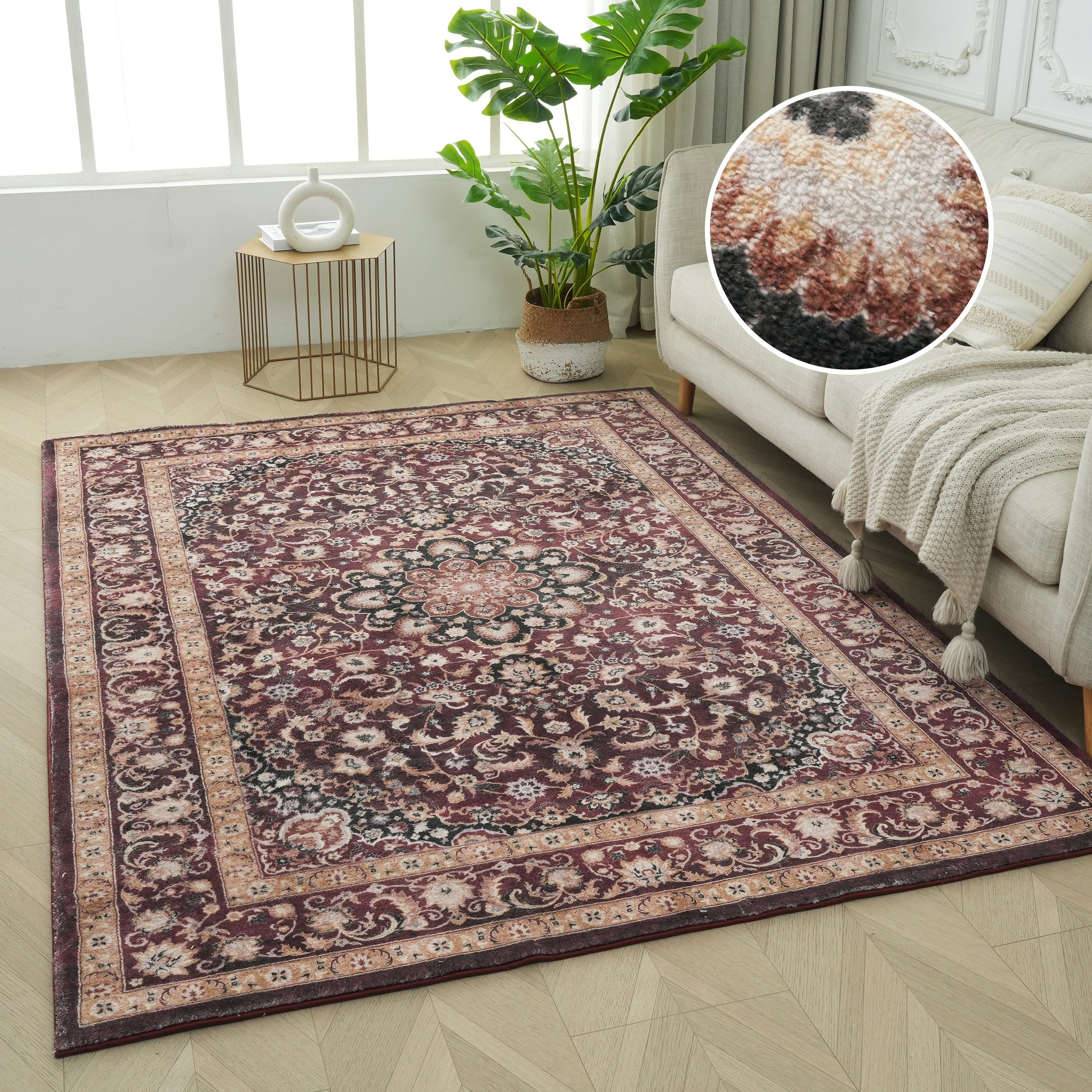 OTTO home Teppich Omar, Druckteppich, orientalisches Design, mehrfarbig, bedruckt, rechteckig, Höhe: 13 mm, Orient-Optik, Vintage Design, weich, Wohnzimmer, Schlafzimmer