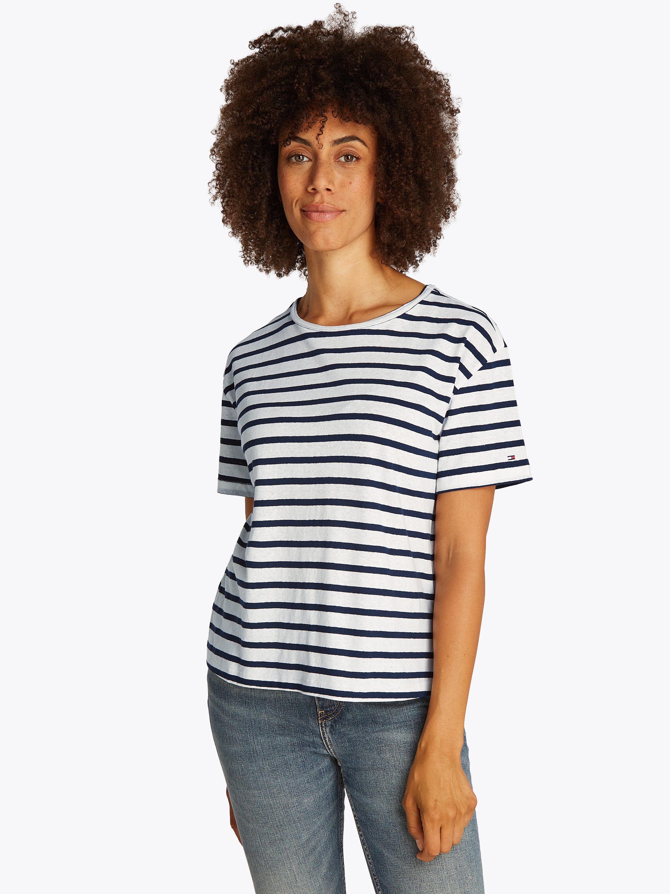 Tommy Hilfiger Kurzarmshirt MODERN CO LINEN C-NK SS mit Streifenmuster,kühl günstig online kaufen