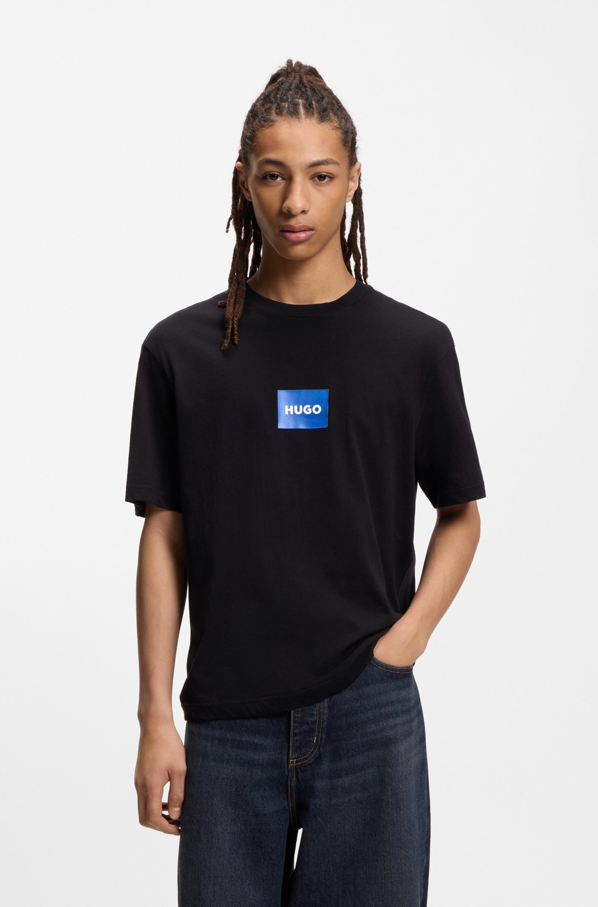 HUGO Blue T-Shirt Regular Fit, Kurzarm, Hugo-Print