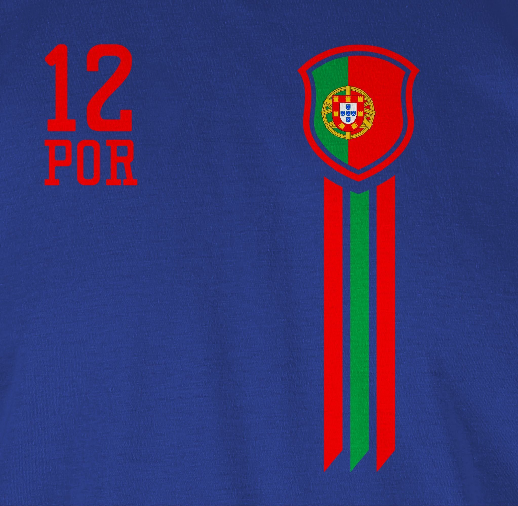 Shirtracer Fussball 12. T-Shirt Mann 2024 Portugal WM Fan-Shirt Royalblau 2 EM