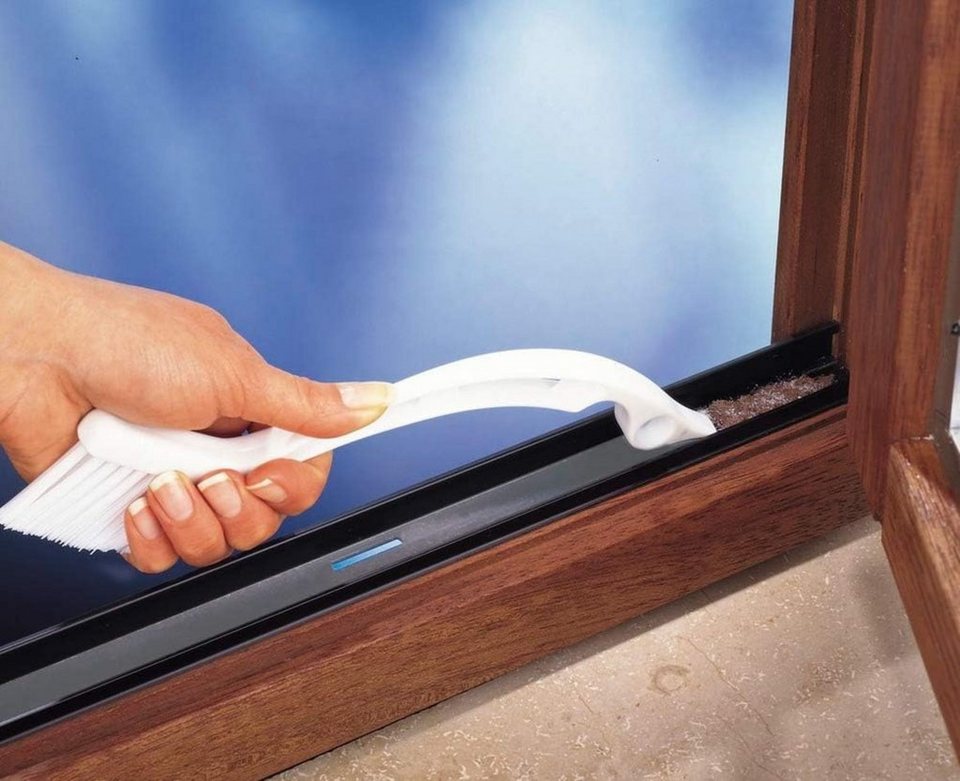 WENKO WC-Garnitur, Reinigungs-Bürste für Fenster- und Türritzen \