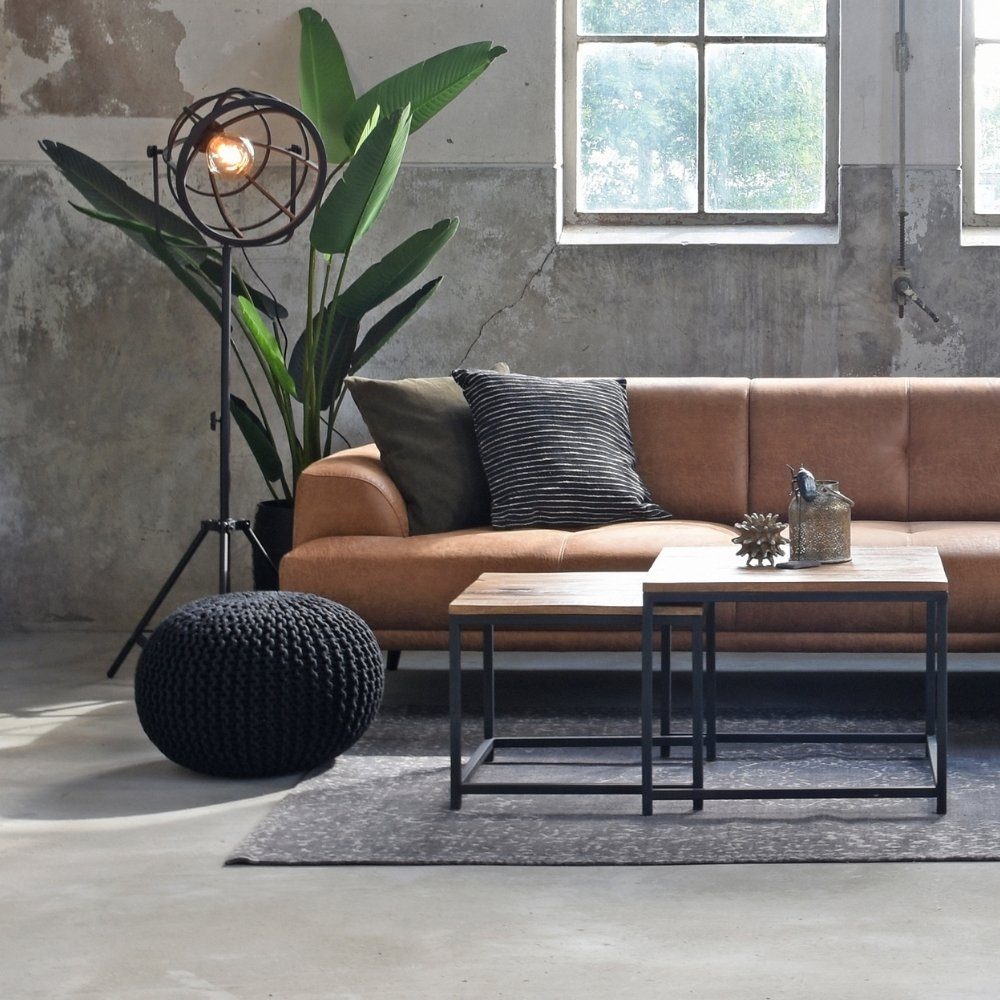 Stuhl Hocker Baumwolle Mabel RINGO-Living Möbel in Schwarz 350x500mm, aus