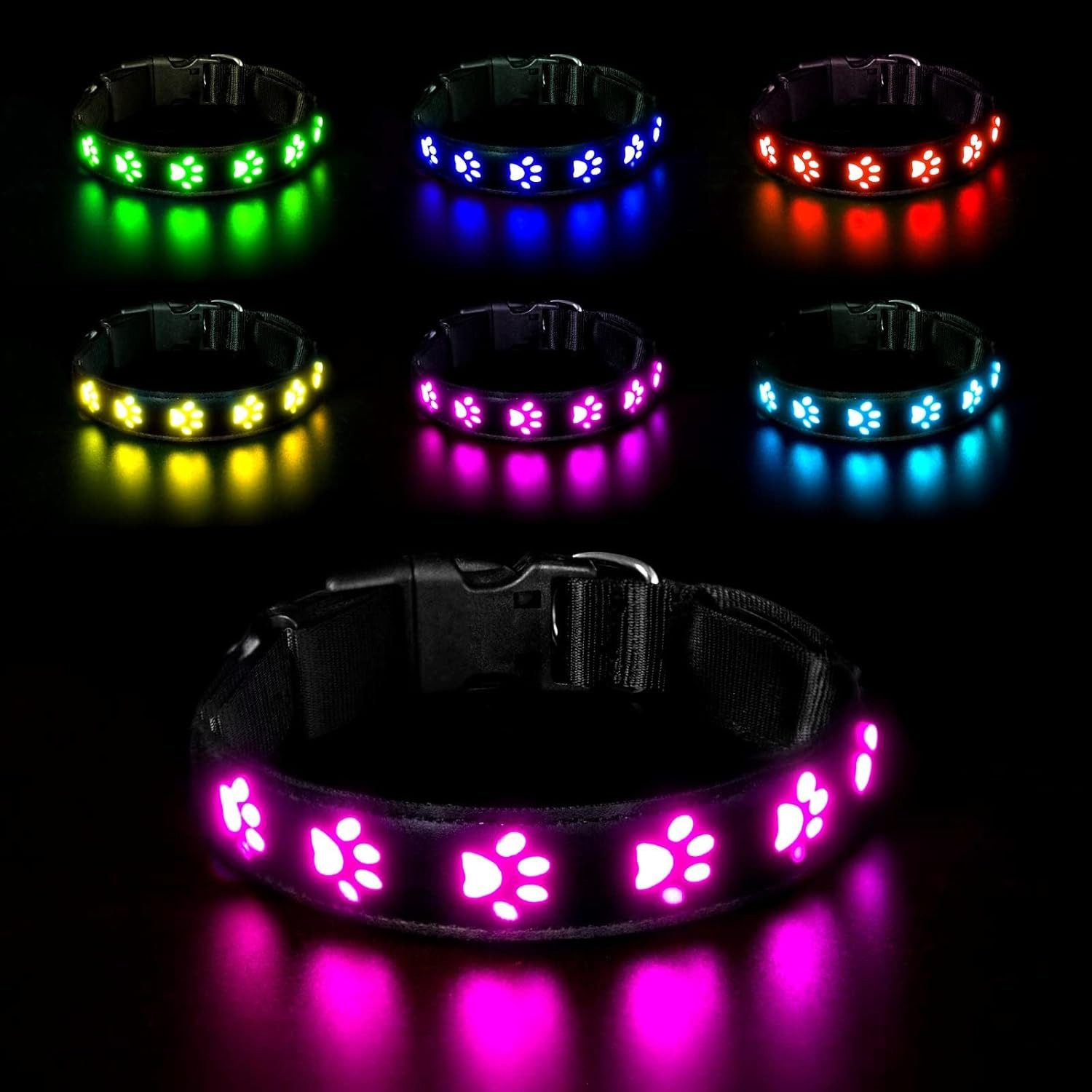 FELIXLEO Hundehalsbandleuchte Hundehalsband Leuchtend LED Leuchthalsband Wasserdicht M, weiß