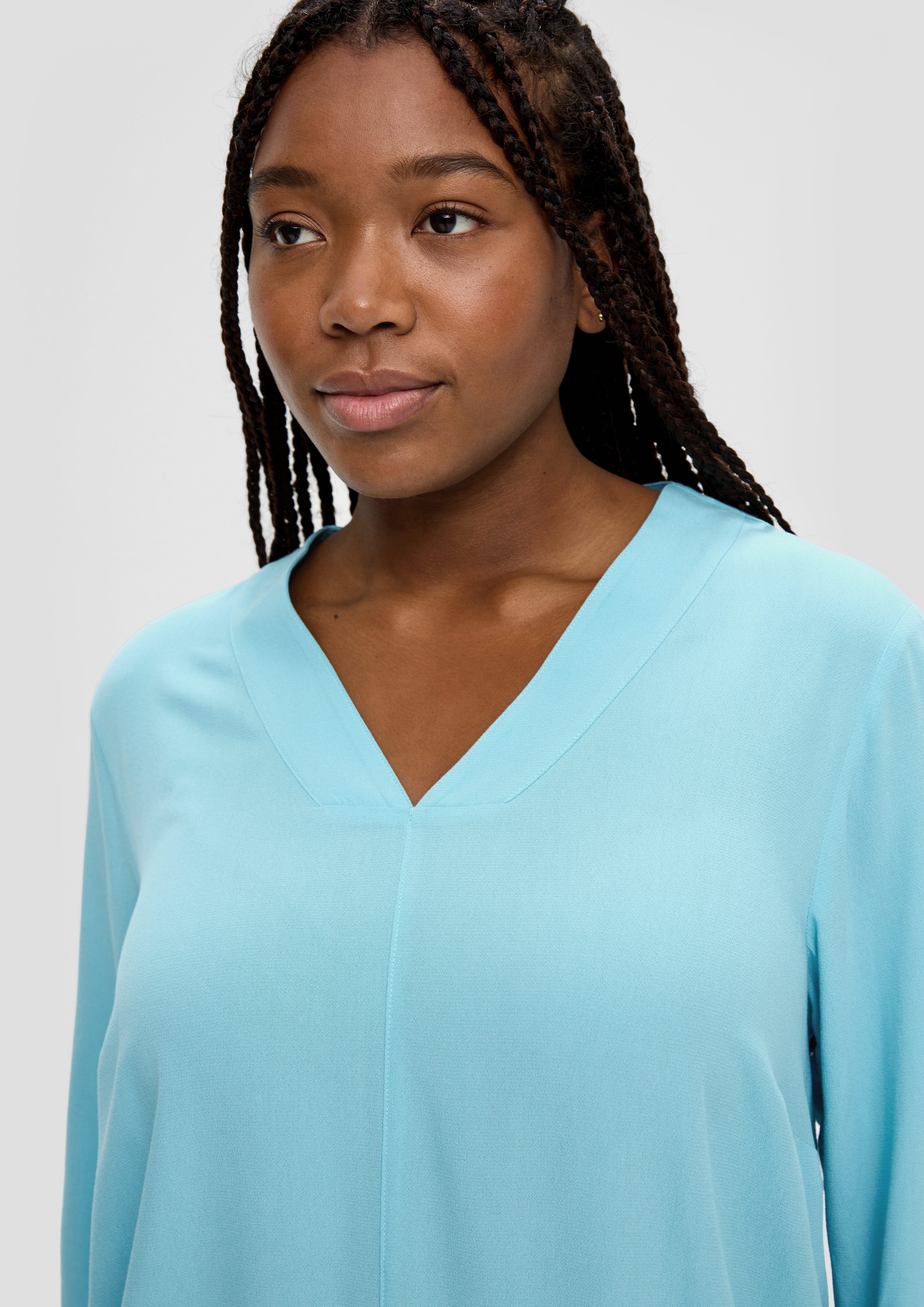 TRIANGLE Langarmbluse Crêpe-Bluse aus Viskose Logo günstig online kaufen