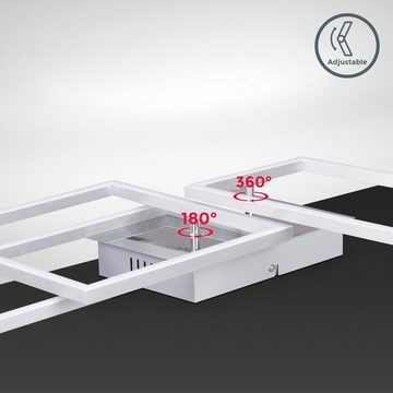 B.K.Licht LED Deckenleuchte BK_FR1510 LED-Frame Deckenlampe, CCT Farbtemperatursteuerung, Dimmbar, CCT - über Fernbedienung, LED fest integriert, warmweiß - kaltweiß, Schwenkbar, 40 Watt, Kaltweiß-Warmweiß, Chrom, Wohnzimmerlampe