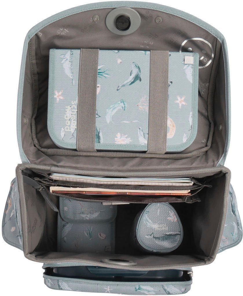 SCHOOL-MOOD® Schulranzen Timeless, Nordic Collection, Aqua (Set, 7-tlg), aus recyceltem Material