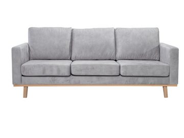 Moebel-Eins Sofa, CORIN 3-Sitzer Sofa mit Echtholz-Untergestell, Bezug in Velour-Optik