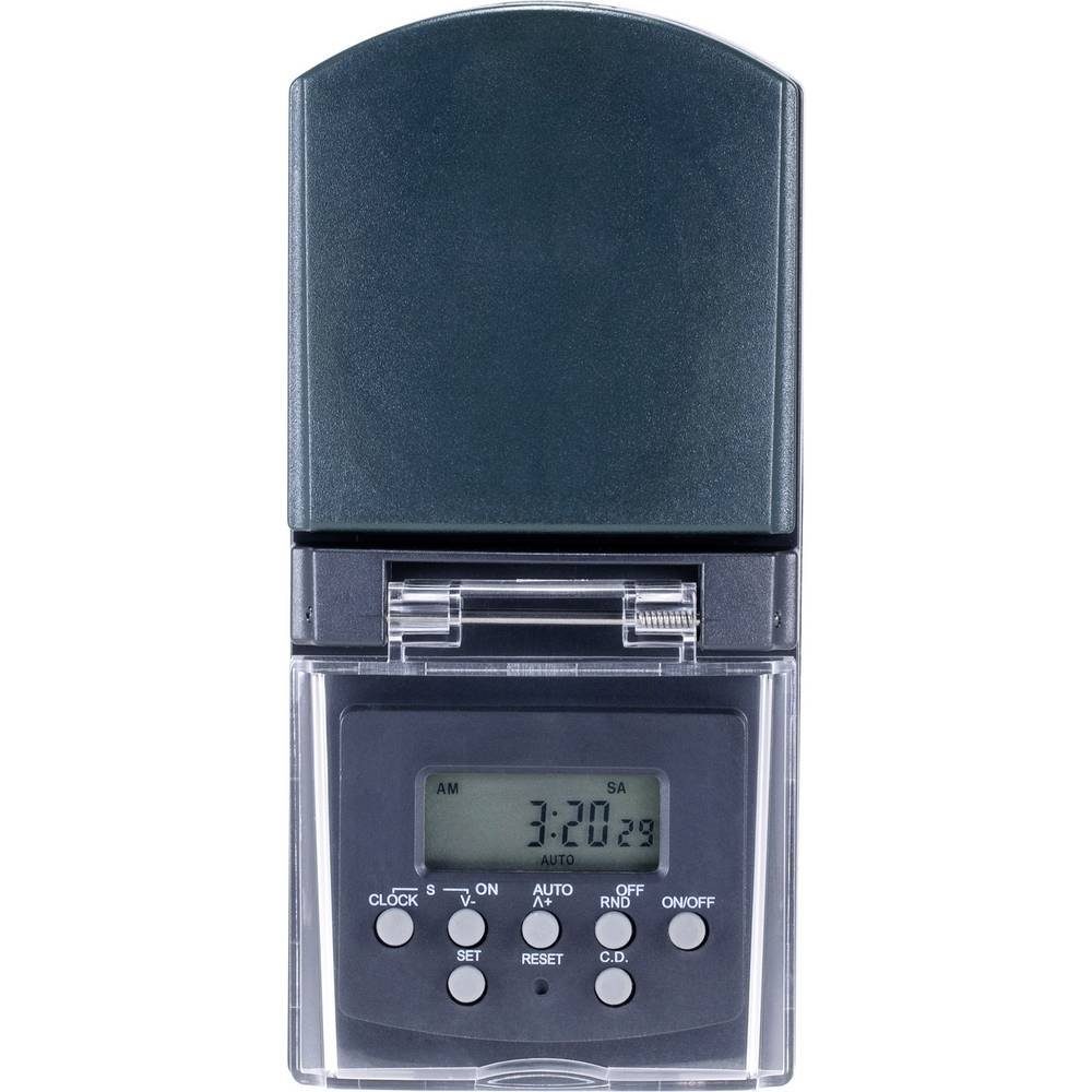 Basetech Zeitschaltuhr Digitale Wochenzeitschaltuhr IP44 BT-2106308, Countdown-Funktion, Zufallsfunktion