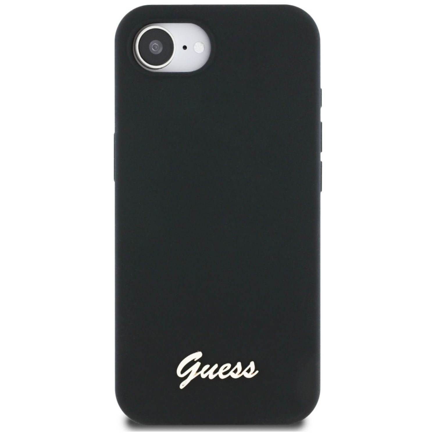 Guess Smartphone-Hülle MagSafe Guess Apple iPhone 17e / 16e Silicone Script Metal Logo Case