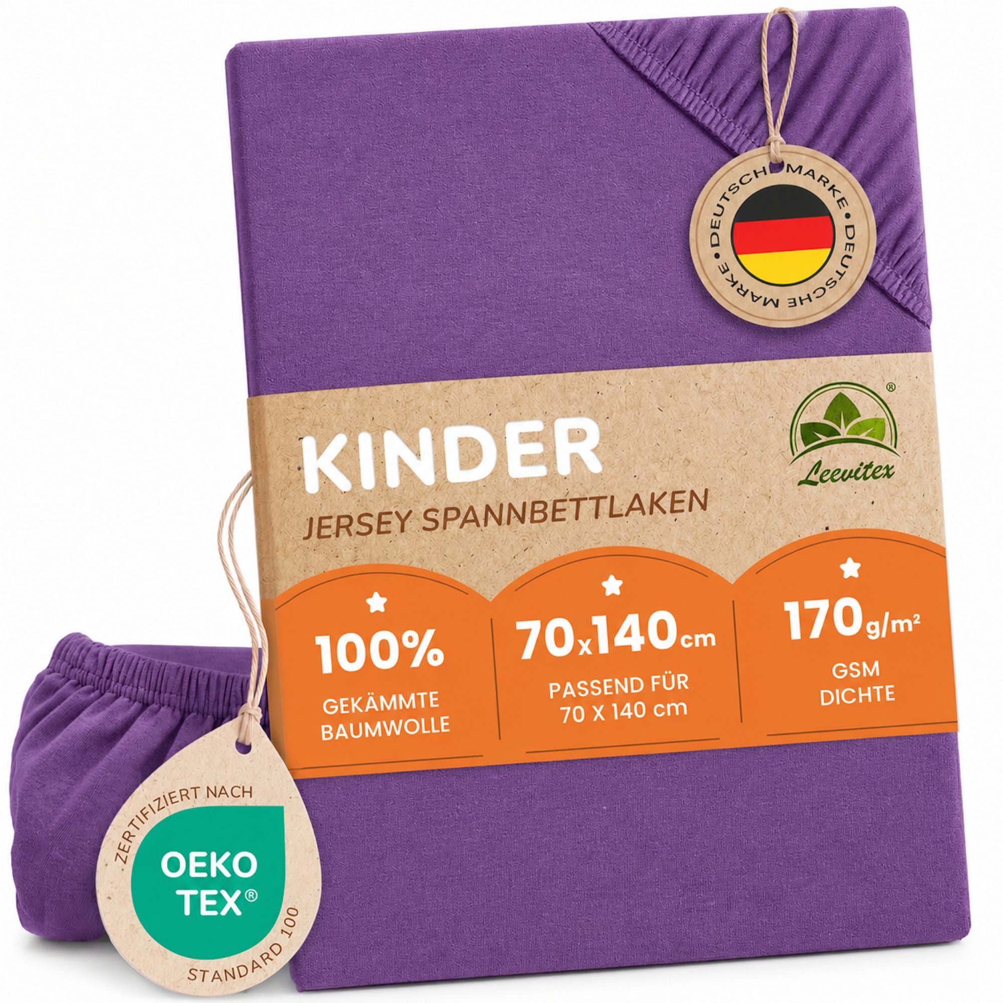 leevitex® Spannbettlaken für Kinderbetten, 1er-Set, 70 x 140 cm, Steghöhe 15 cm, Jersey, Gummizug: rundum, (1 Stück), verschiedene Farben, OEKO-TEX® STANDARD 100 zertifiziert
