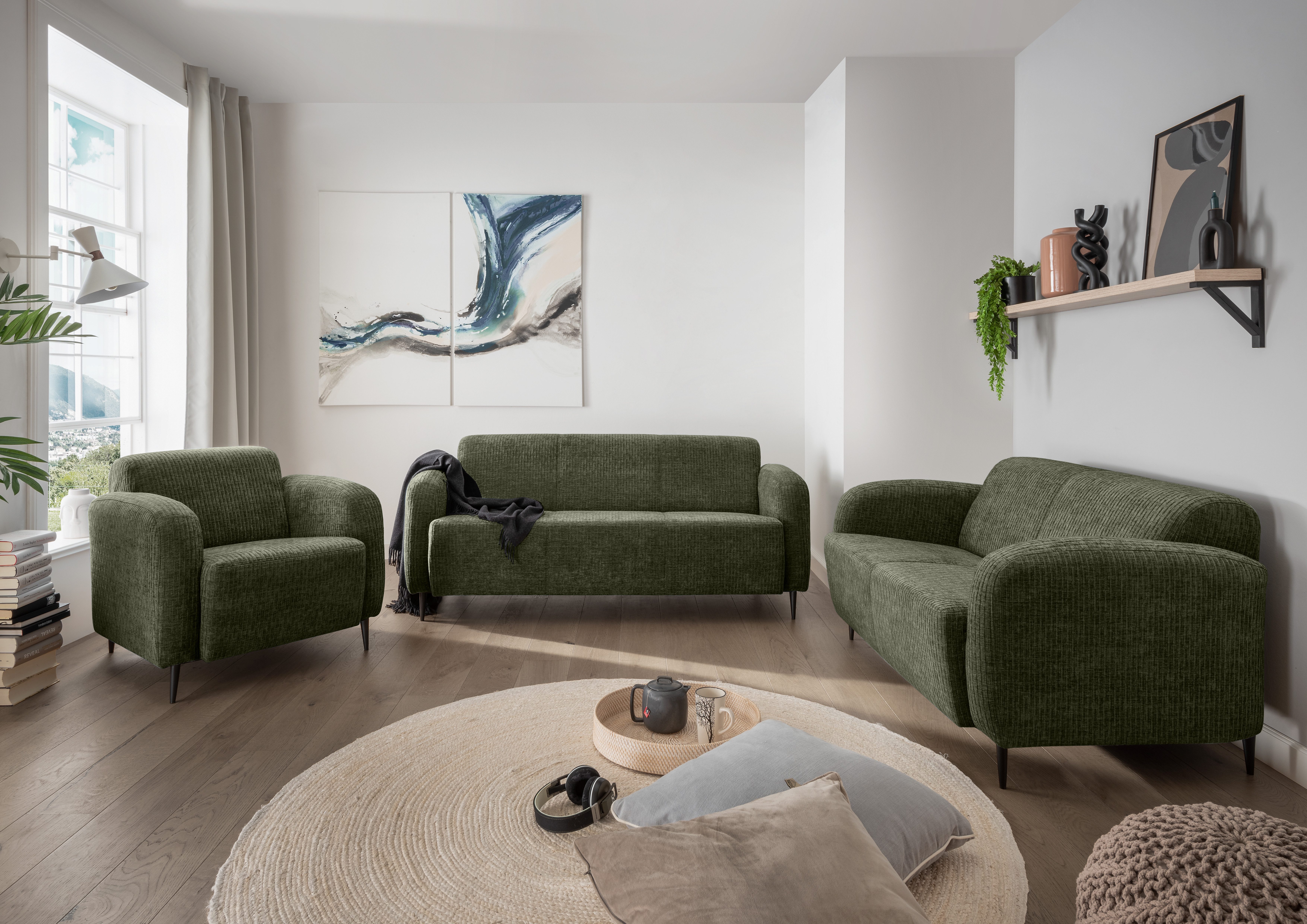 Home affaire Polstergarnitur Marone, (Set, 3-tlg., 3-Sitzer, 2-Sitzer, Sessel), auch einzeln erhältlich