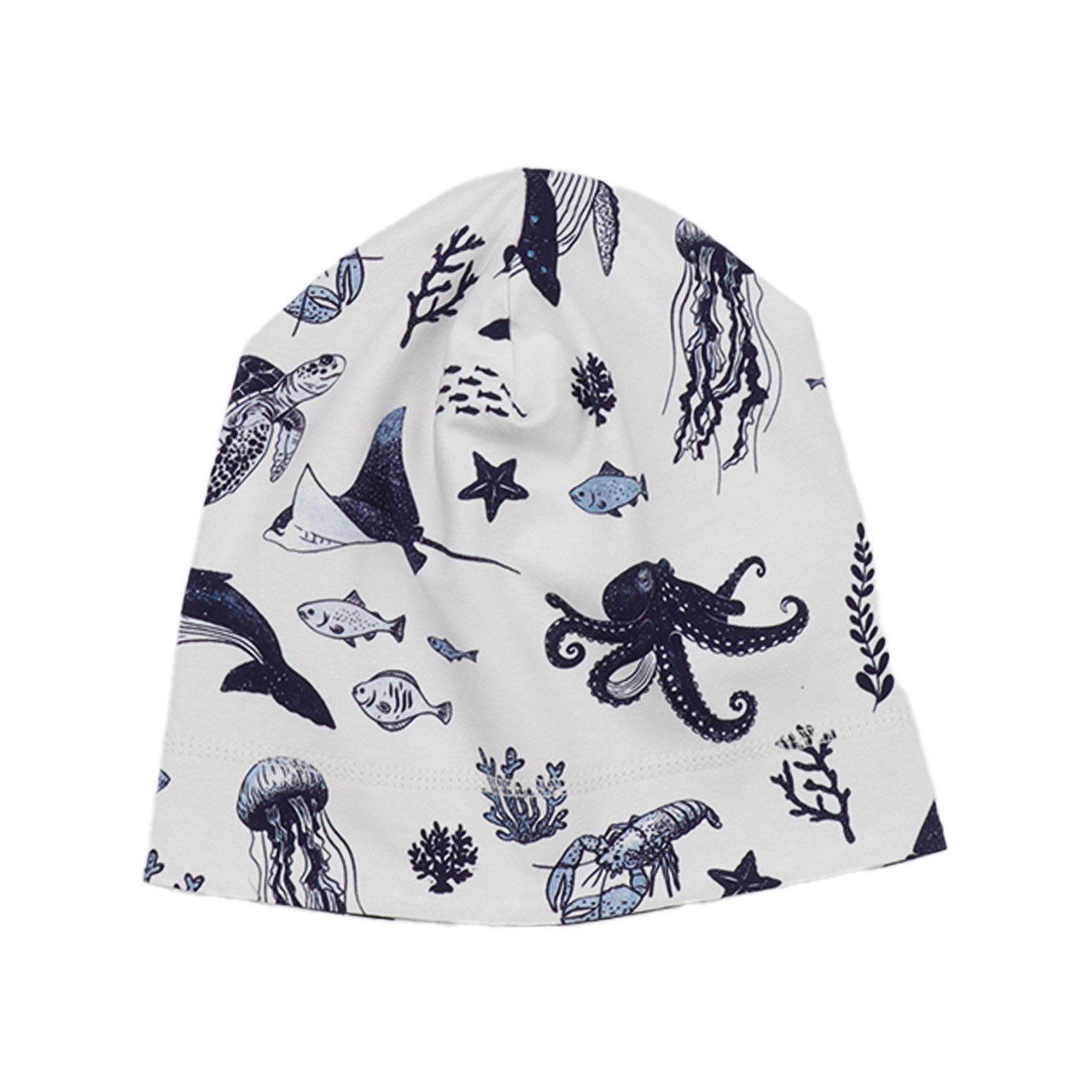Walkiddy Jerseymütze Walkiddy Wal & Oktopus Kinder Bio Baumwolle GOTS Weiß - Bio Baumwolle,GOTS, Kinderbekleidung,nachhaltige Klamotten