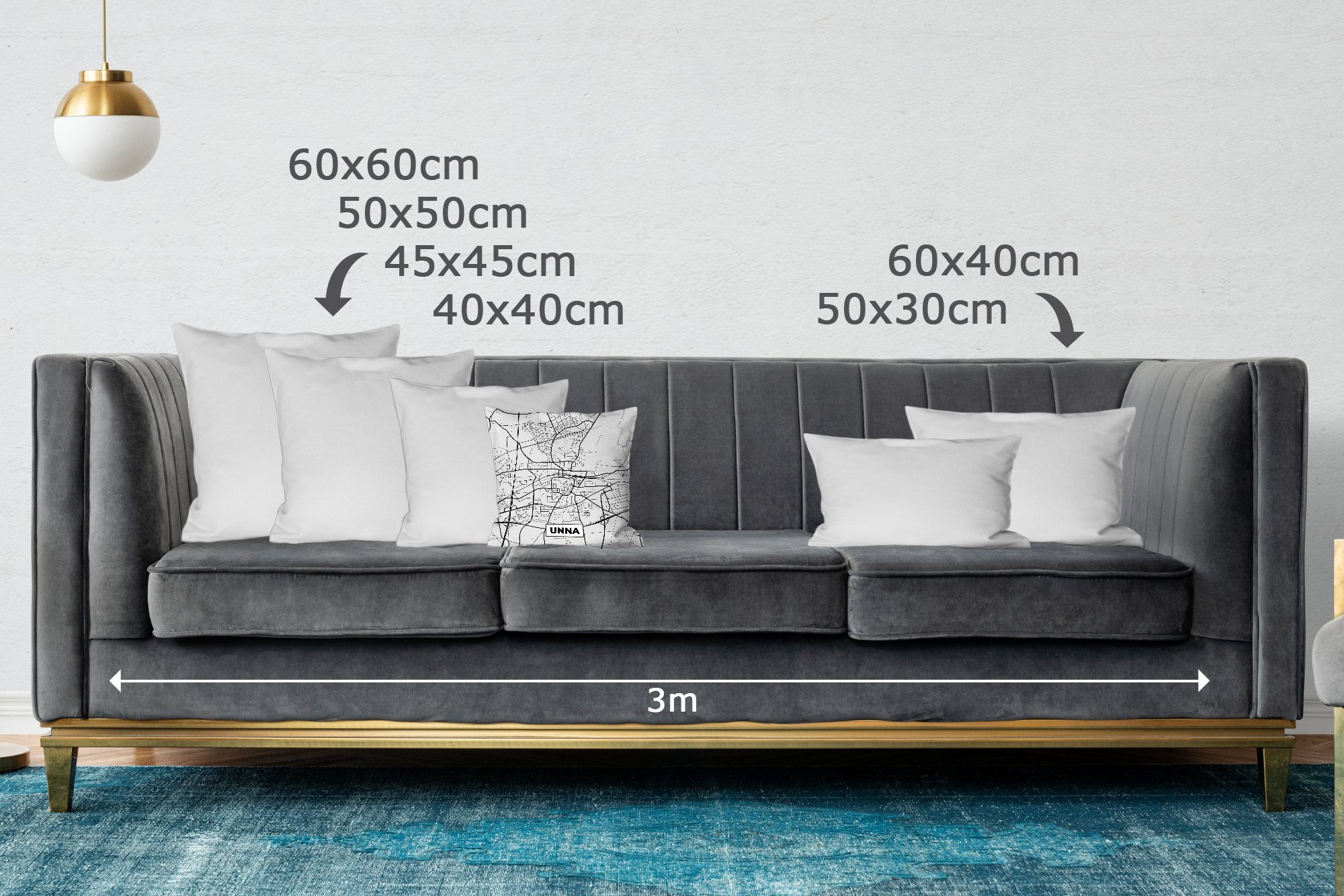 Schlafzimmer, MuchoWow Deutschland für Stadtplan - Füllung Dekokissen Karte, - mit Deko, Unna Zierkissen Wohzimmer, Sofakissen -