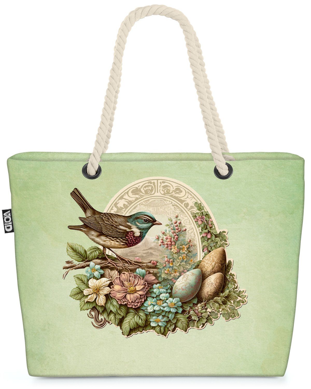 VOID Strandtasche (1-tlg), Vogel Ostern Eier Blumen Tasche Einkaufstasche Ostern Beach Bag
