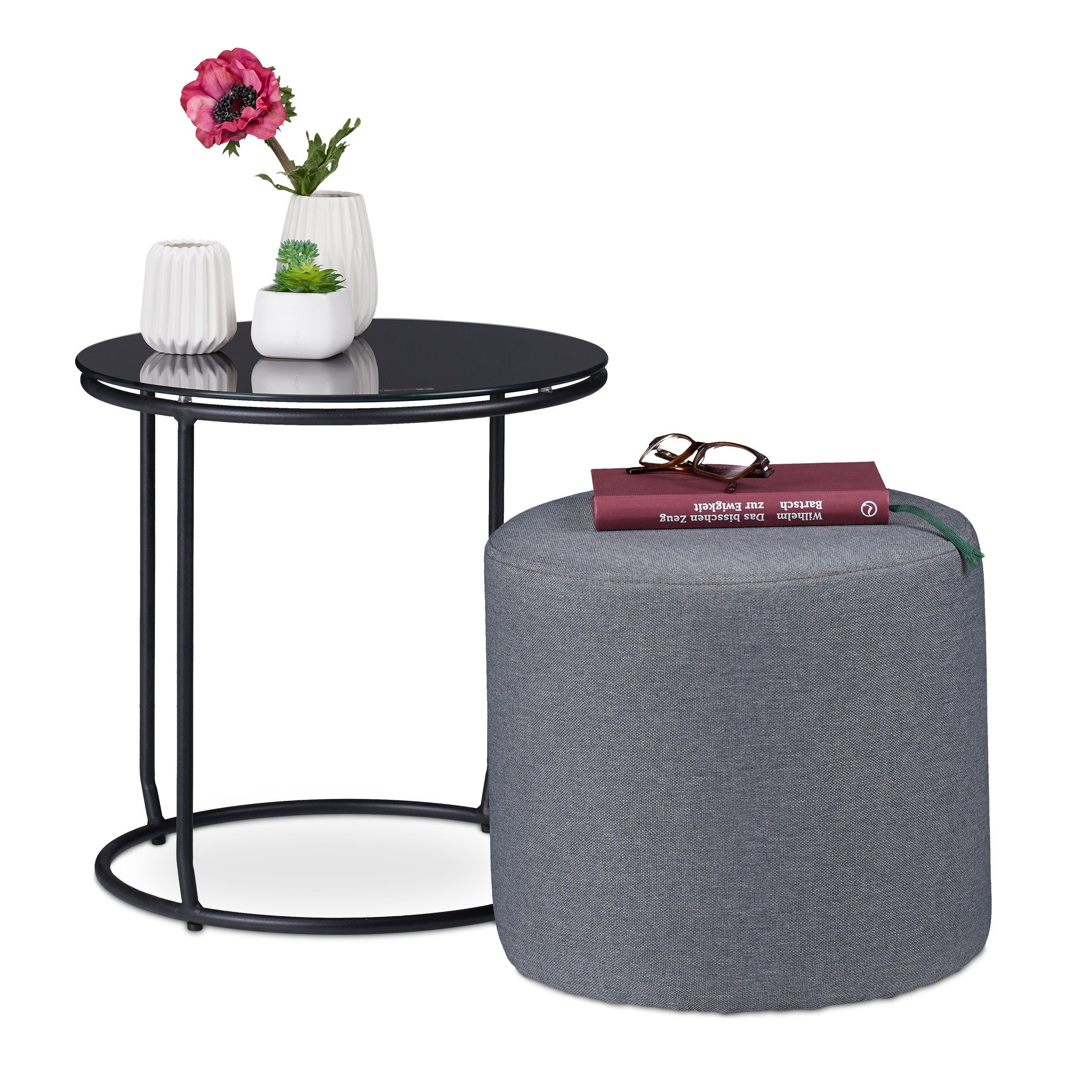 relaxdays Beistelltisch mit integriertem Hock günstig online kaufen