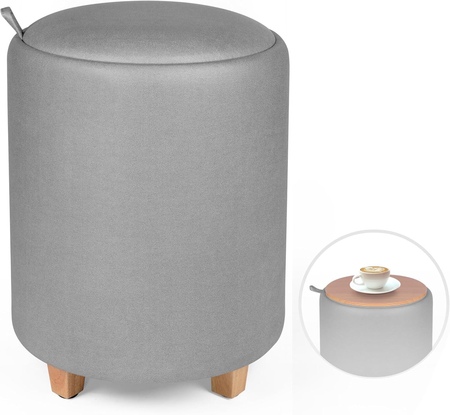 Zedelmaier Sitzhocker rund Hocker Zylindrischer Samthocker Fußbank (Set), Fußbank Hocker ohne Stauraum