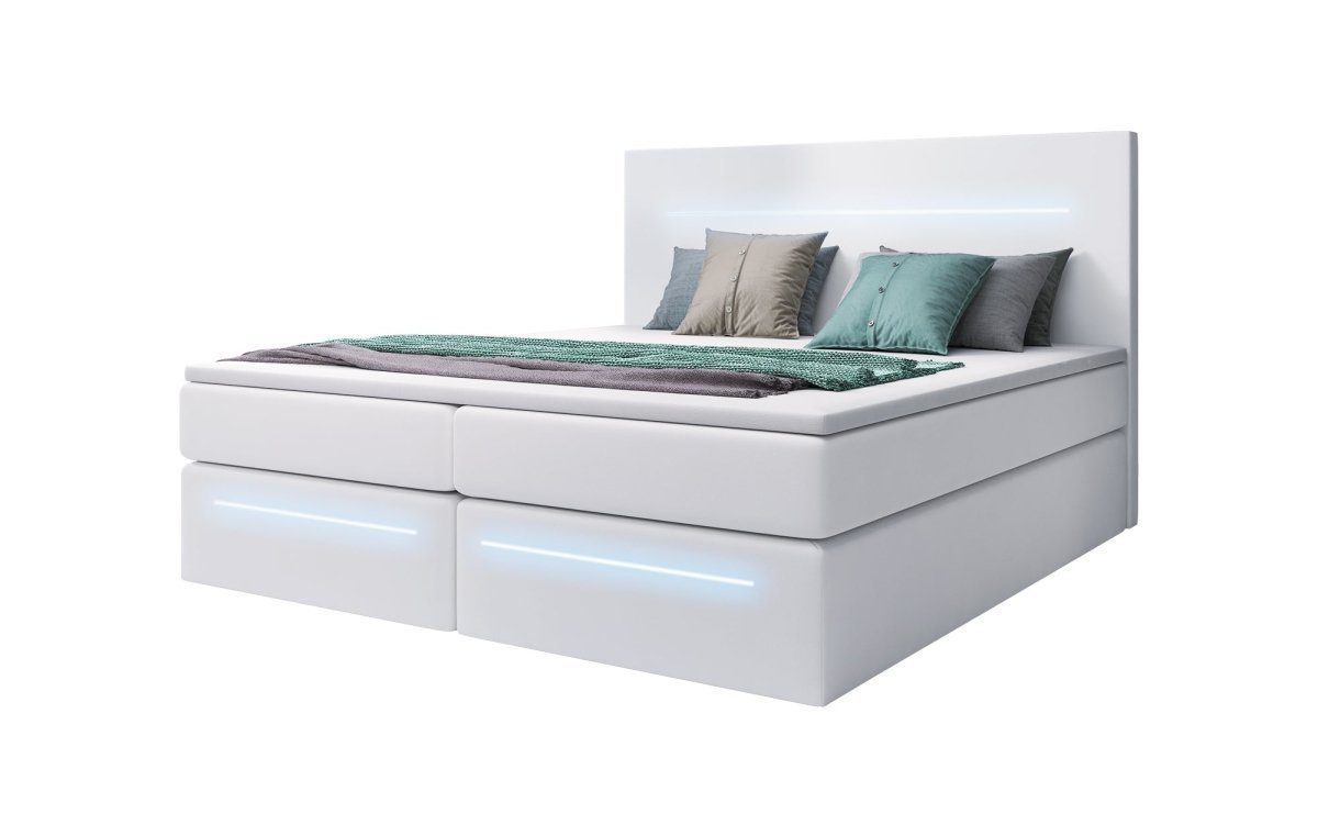 Luxusbetten24 Boxspringbett Sejour, mit LED-Beleuchtung und Stauraum