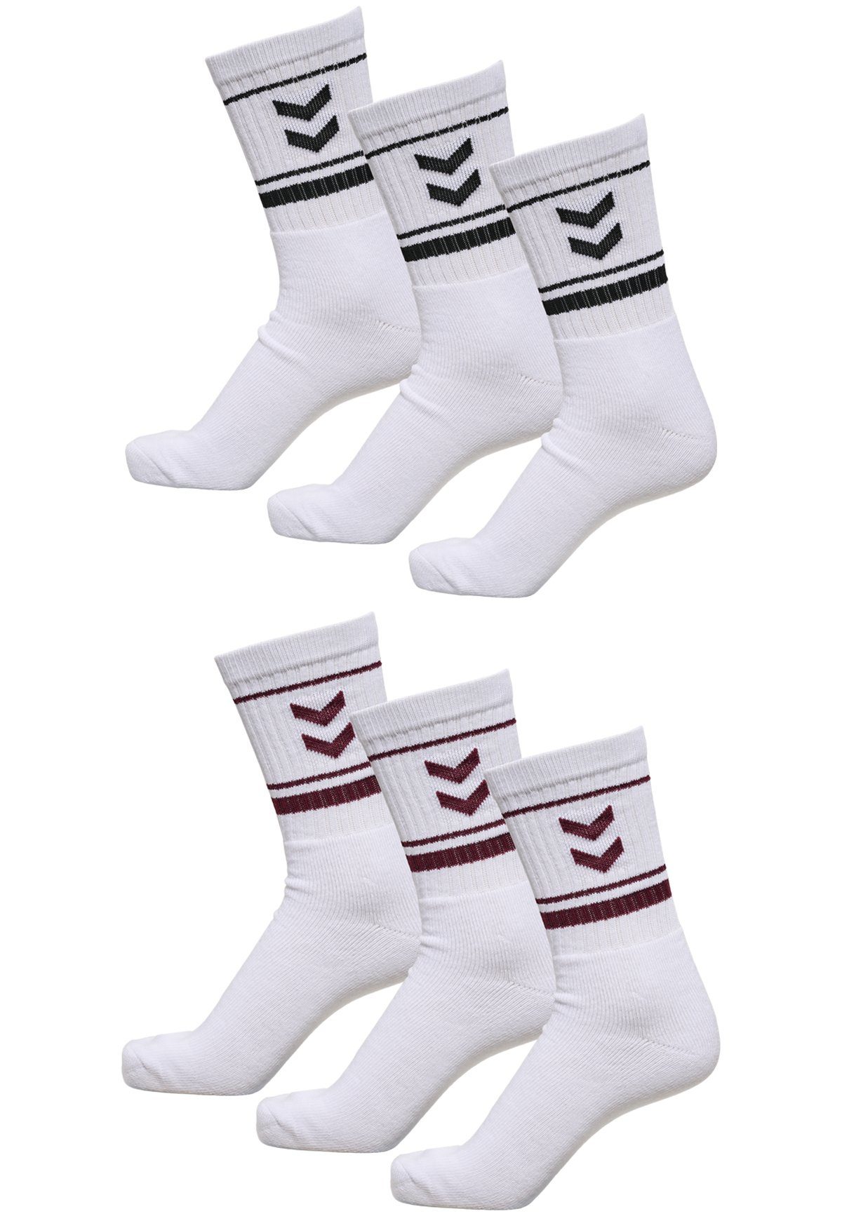 hummel Socken 6-er Set Sport Freizeit Basic Socken mit Logo (6-Paar) 5784 in Schwarz-Rot