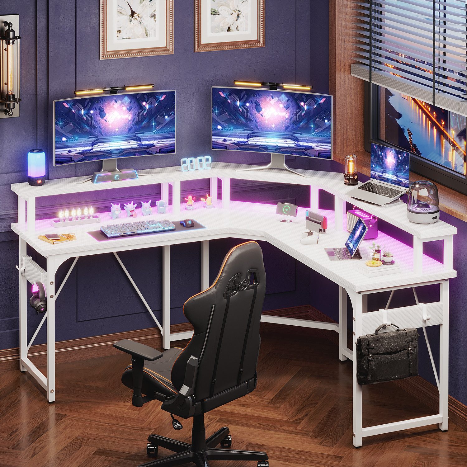 HOMALL Eckschreibtisch Gamingtisch mit LED,Computertisch mit günstig online kaufen