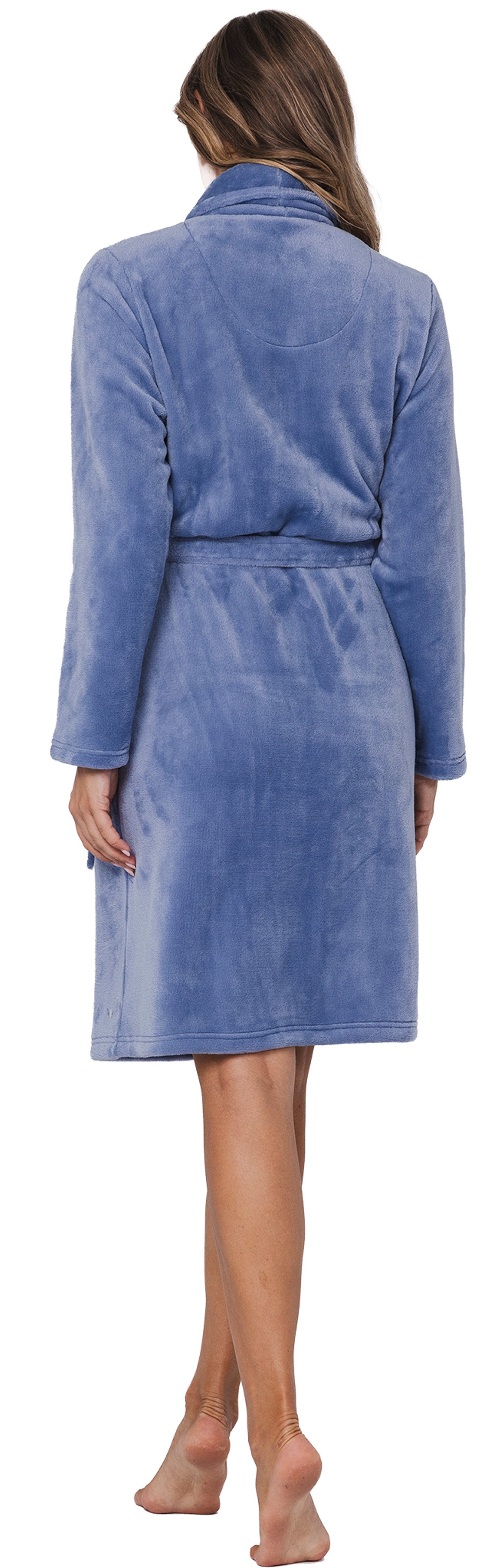 Pastunette Damenbademantel Kuscheliger Damen Fleece Morgenmantel, kurz, Polyester, Schalkragen, Gürtel, kuschelige Qualität