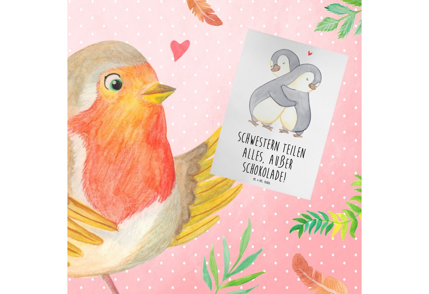 Thumbnail - Mr. & Mrs. Panda Grußkarte Schwestern Liebe - Weiß - Geschenk, Humor, teilen alles, außer Schoko