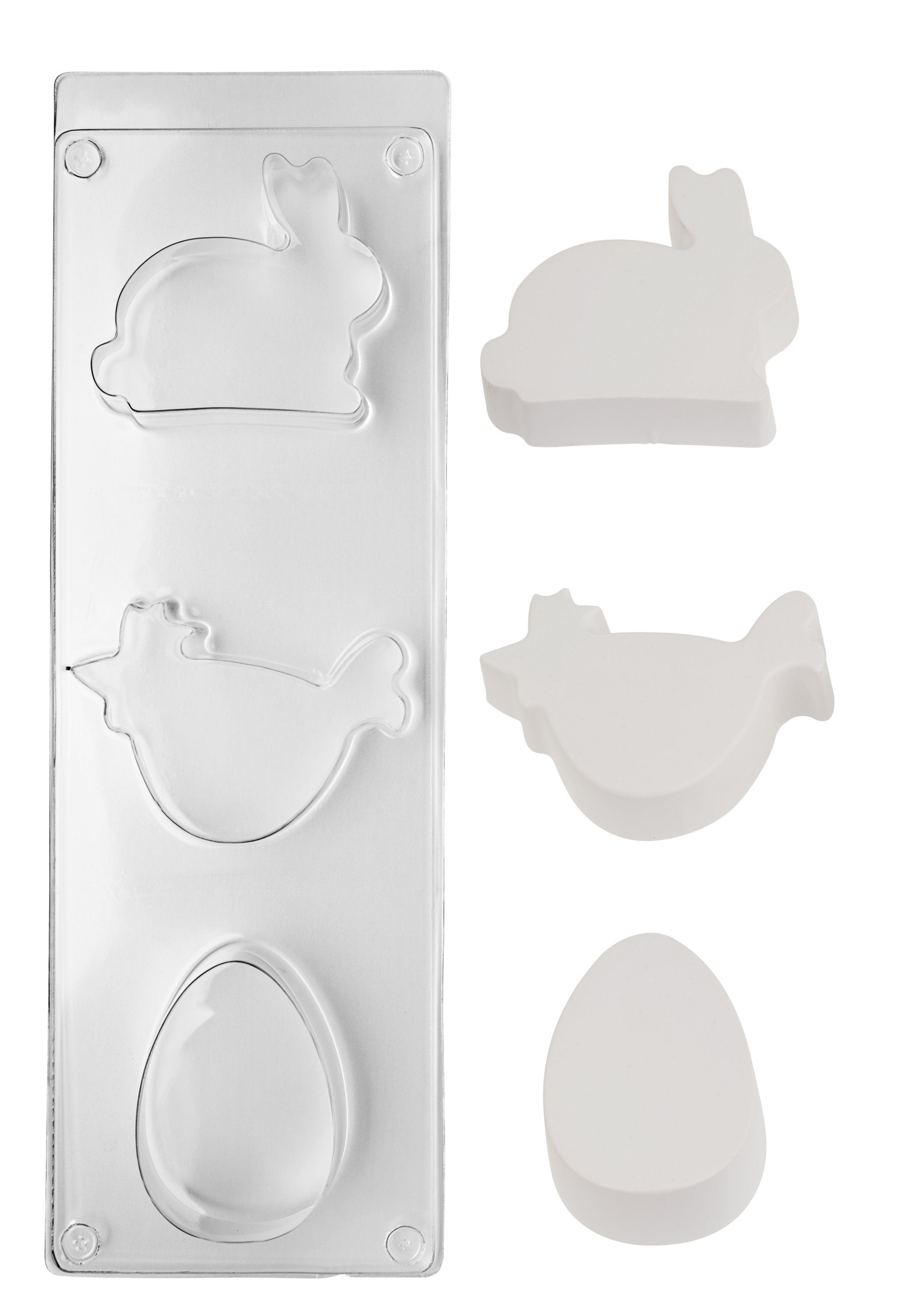 Rayher Modellierwerkzeug Gießform Huhn, Hase, Ei, 3 Motive