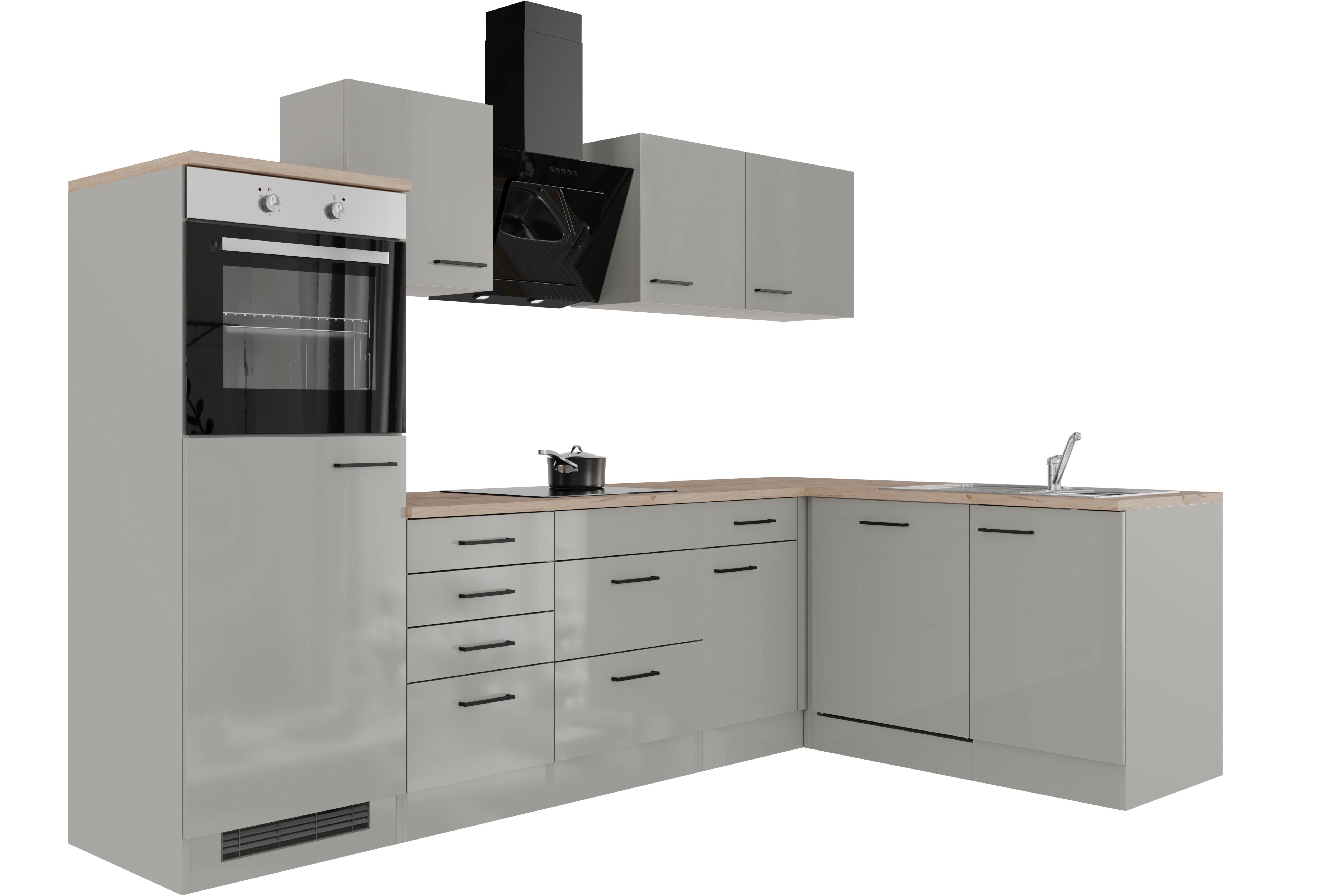 Flex-Well Küchenzeile Lund, wahlweise mit E-Geräten, Stellbreite 280x170 cm