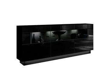 möbelando Sideboard NATA 084 (BxHxT: 160x85x43 cm), aus MDF/Holzwerkstoff in Hochglanz Schwarz mit 3 Türen und 9 Fächern