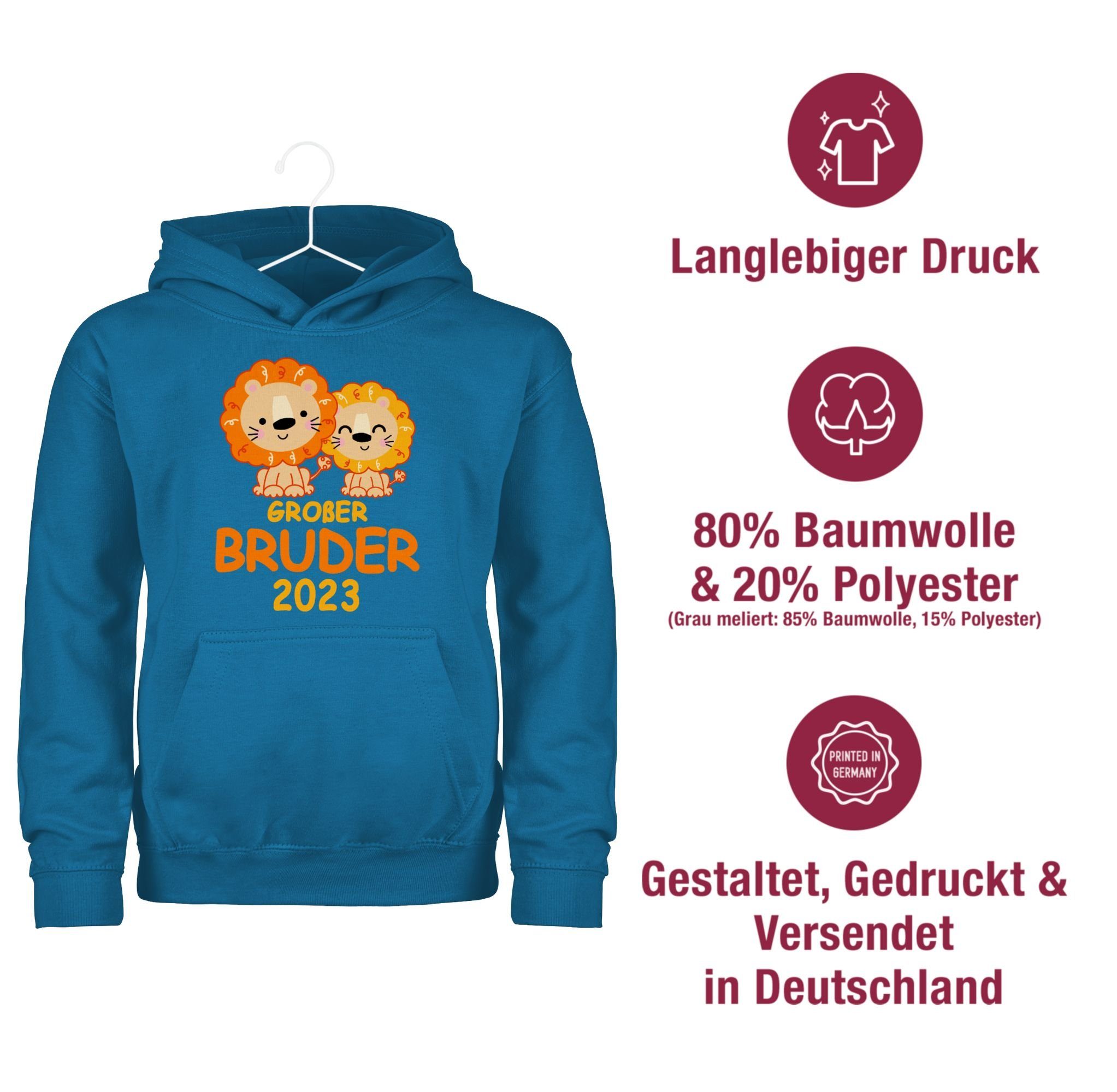 2023 2 Bruder mit Himmelblau Löwen Bruder Shirtracer Großer Hoodie Großer