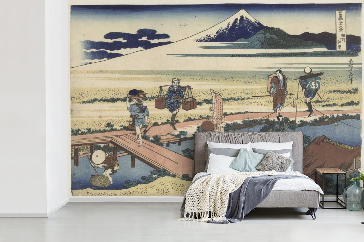 der St), Wohnzimmer, für Katsushika Provinz von Hokusai, Kinderzimmer, - Wallpaper Vinyl Sagami bedruckt, (6 Schlafzimmer, MuchoWow Tapete Matt, Fototapete Gemälde in Nakahara