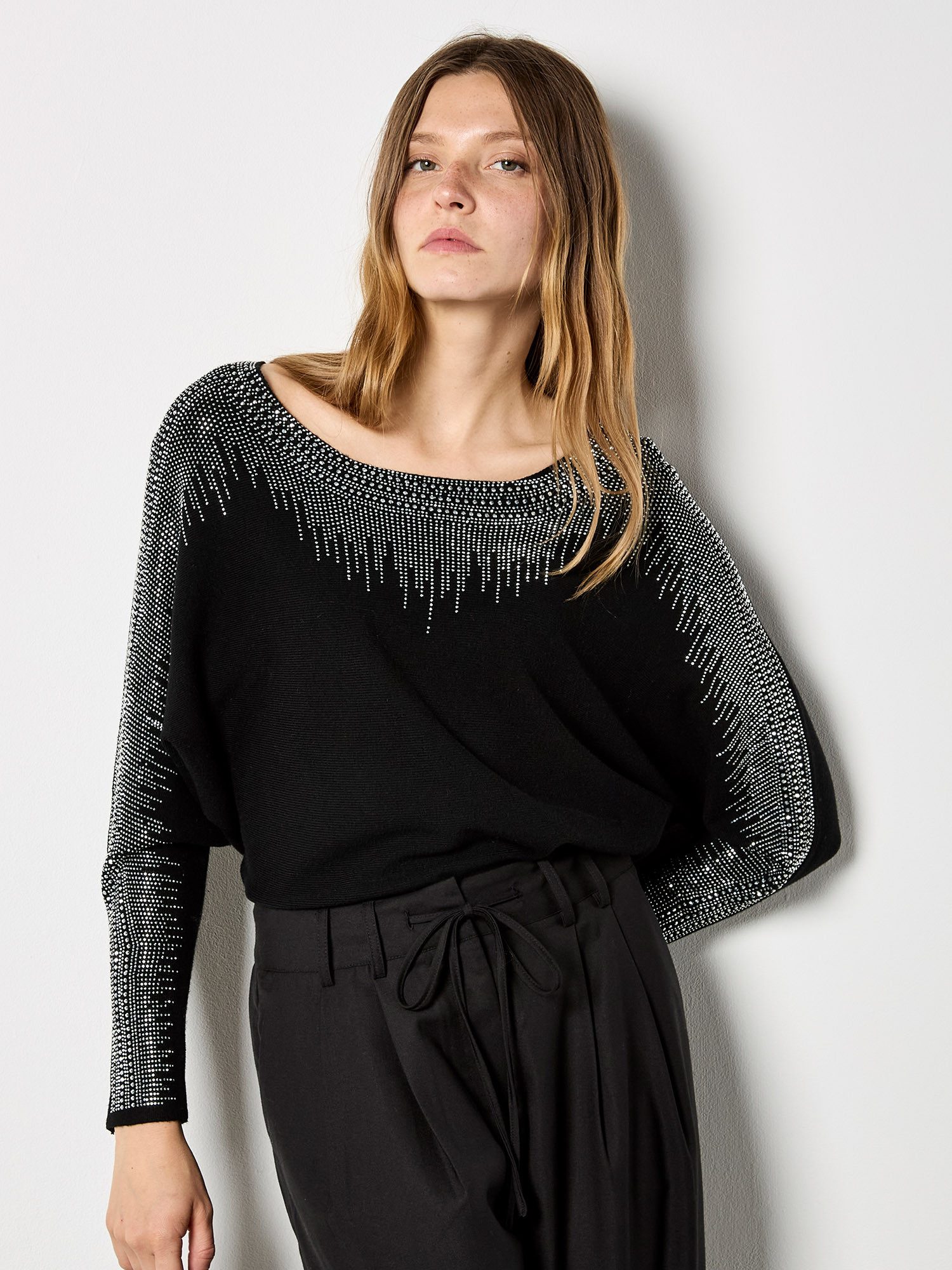 Paillettenshirt Fledermauspullover