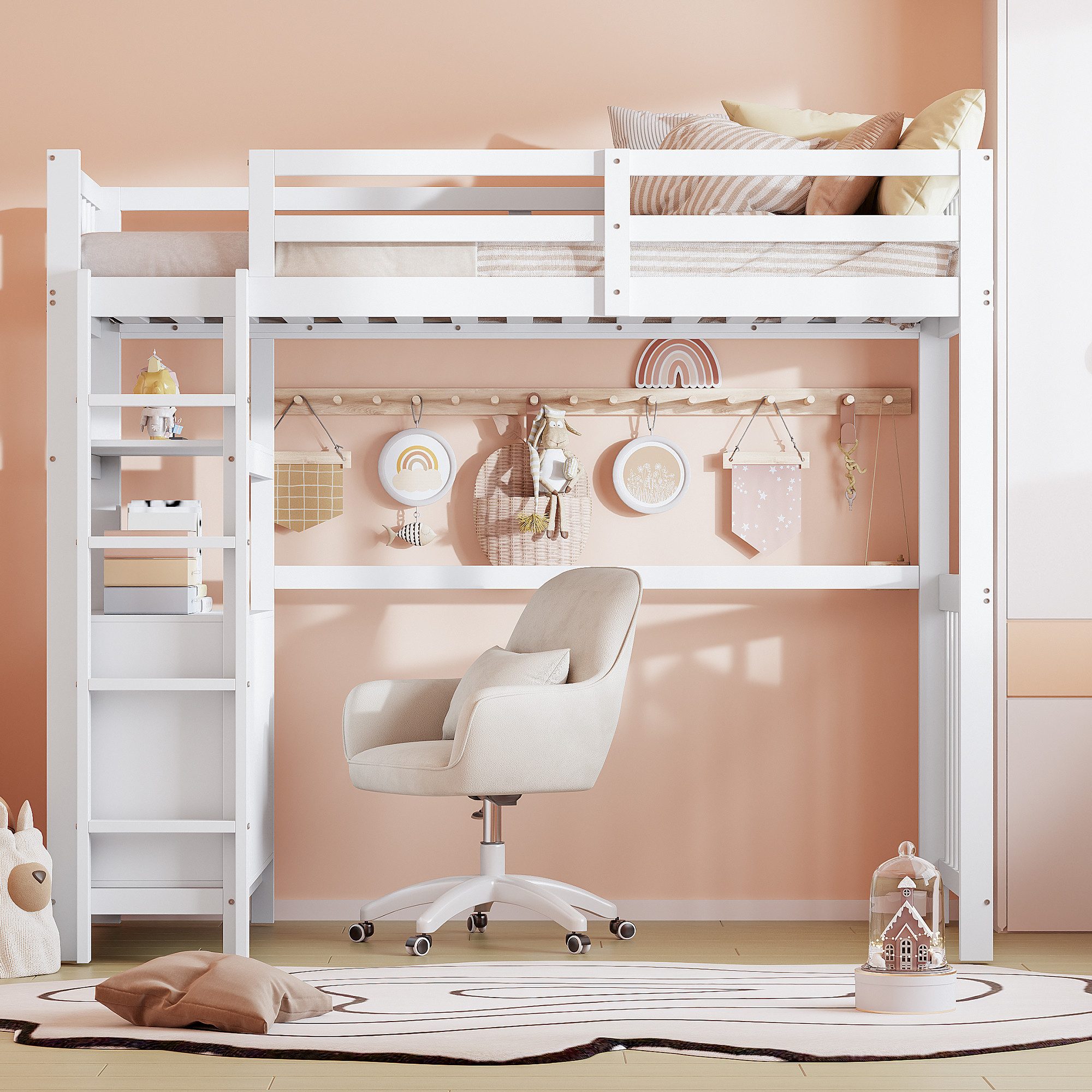 Flieks Hochbett Massivholz Kinderbett 90x200cm mit günstig online kaufen