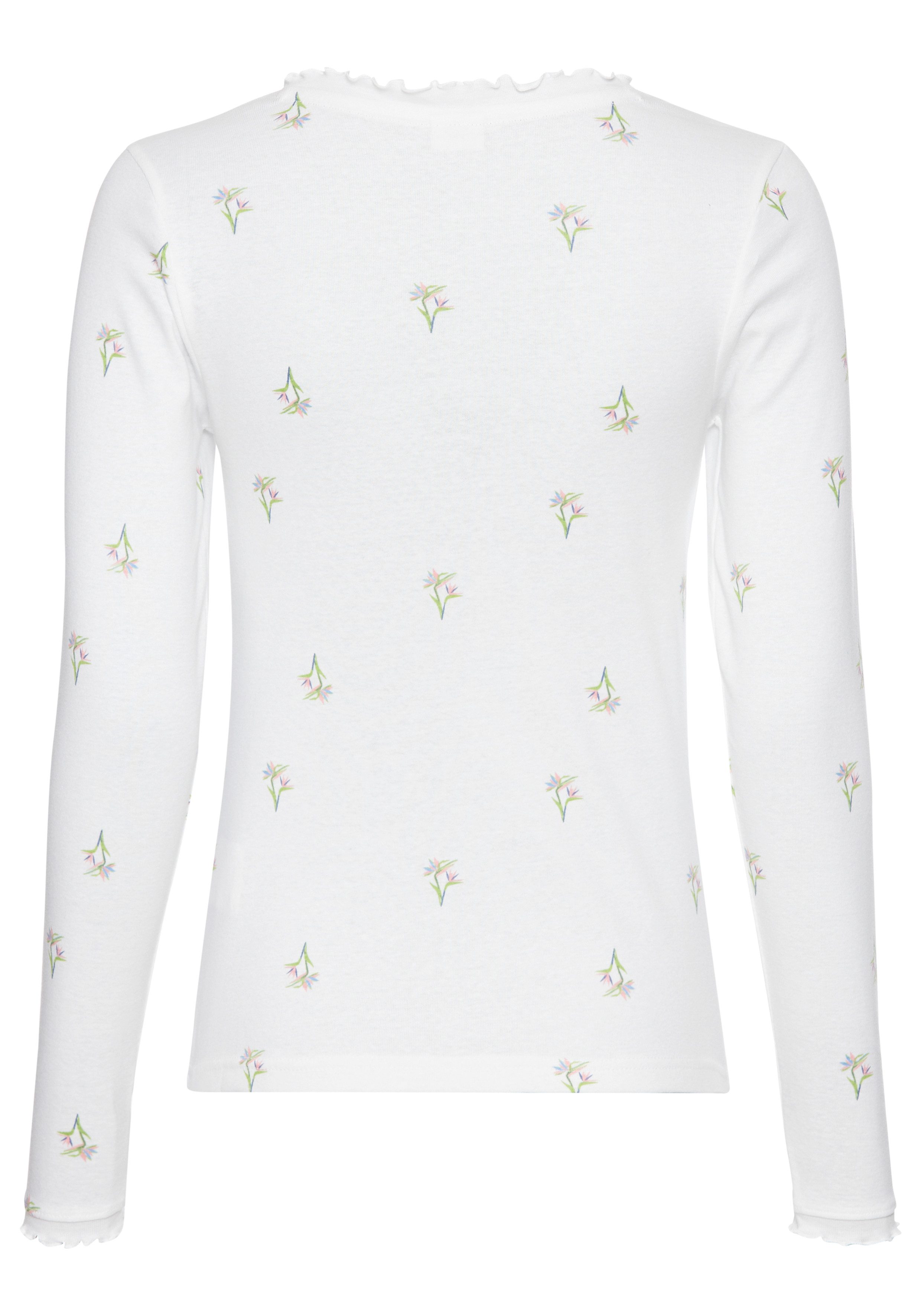 KangaROOS Langarmshirt mit Blumendruck und Knopfleiste