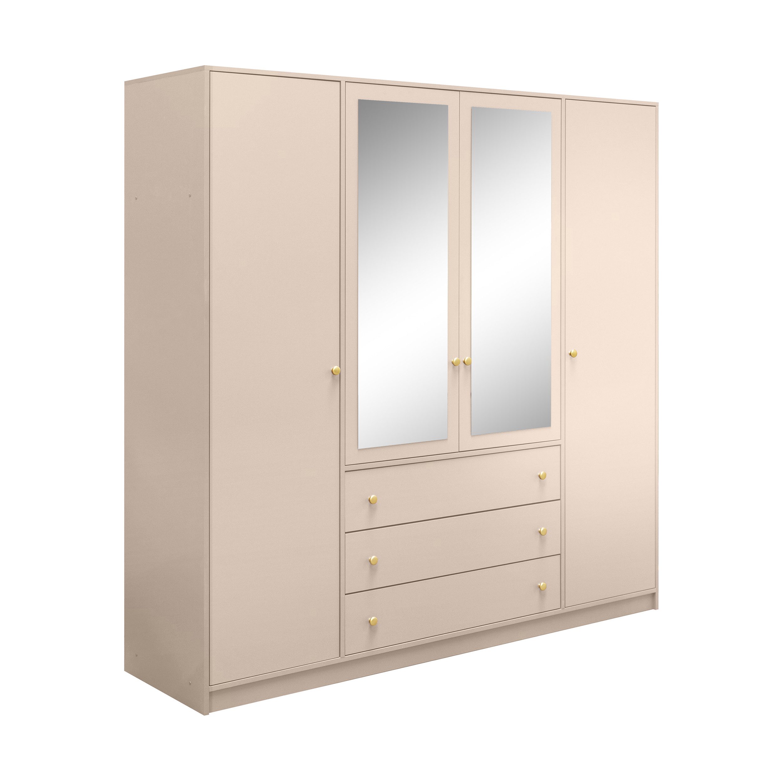 Beautysofa Kleiderschrank mit Spiegel und 3 Schubladen (Zur Auswahl: zweitürig, dreitürig oder viertürig, verschiedene Farben) Höhe 200 cm