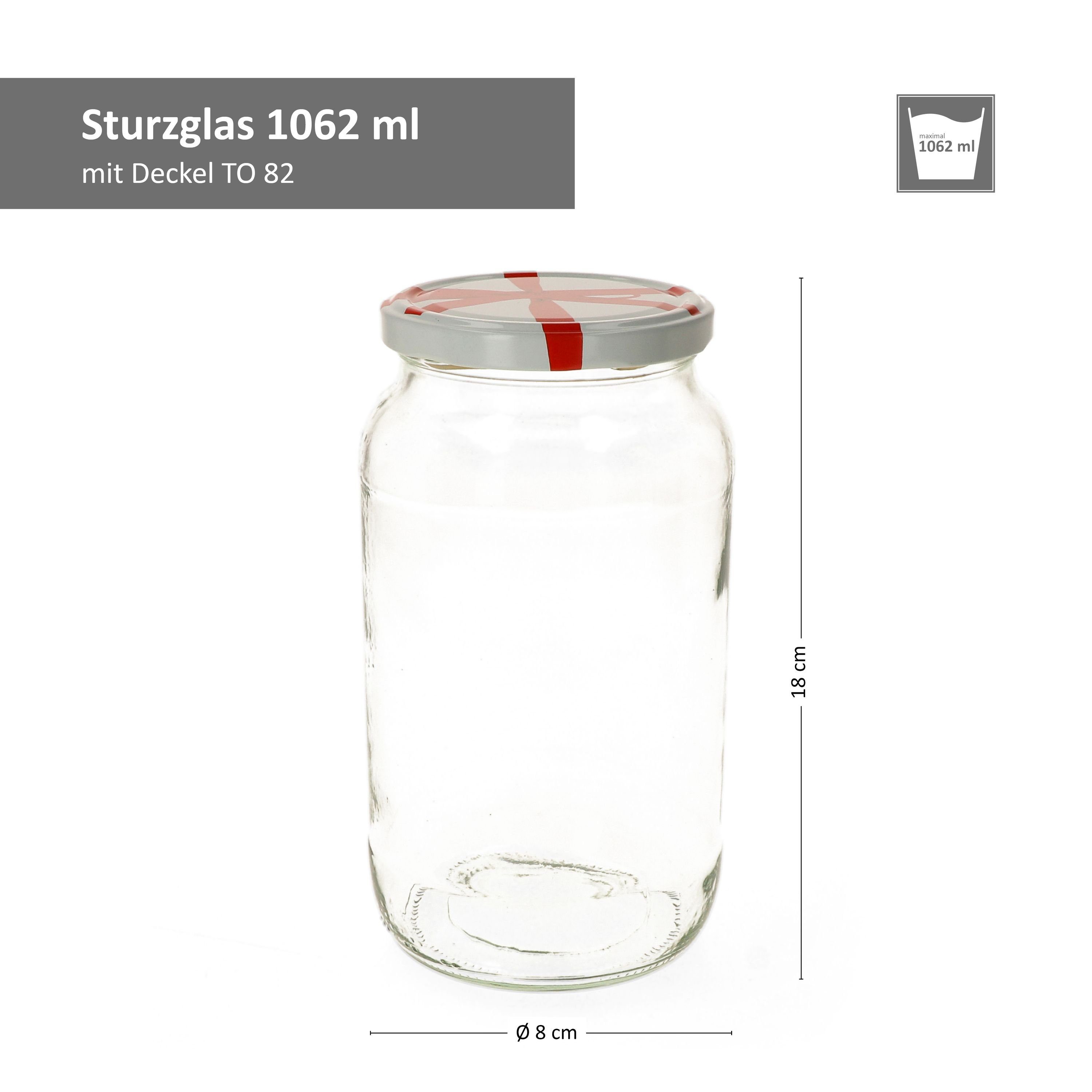 Einmachglas Schleifendekor Glas incl. Rundglas 6er MamboCat 1062 Rezeptheft, ml Set 82 To Deckel