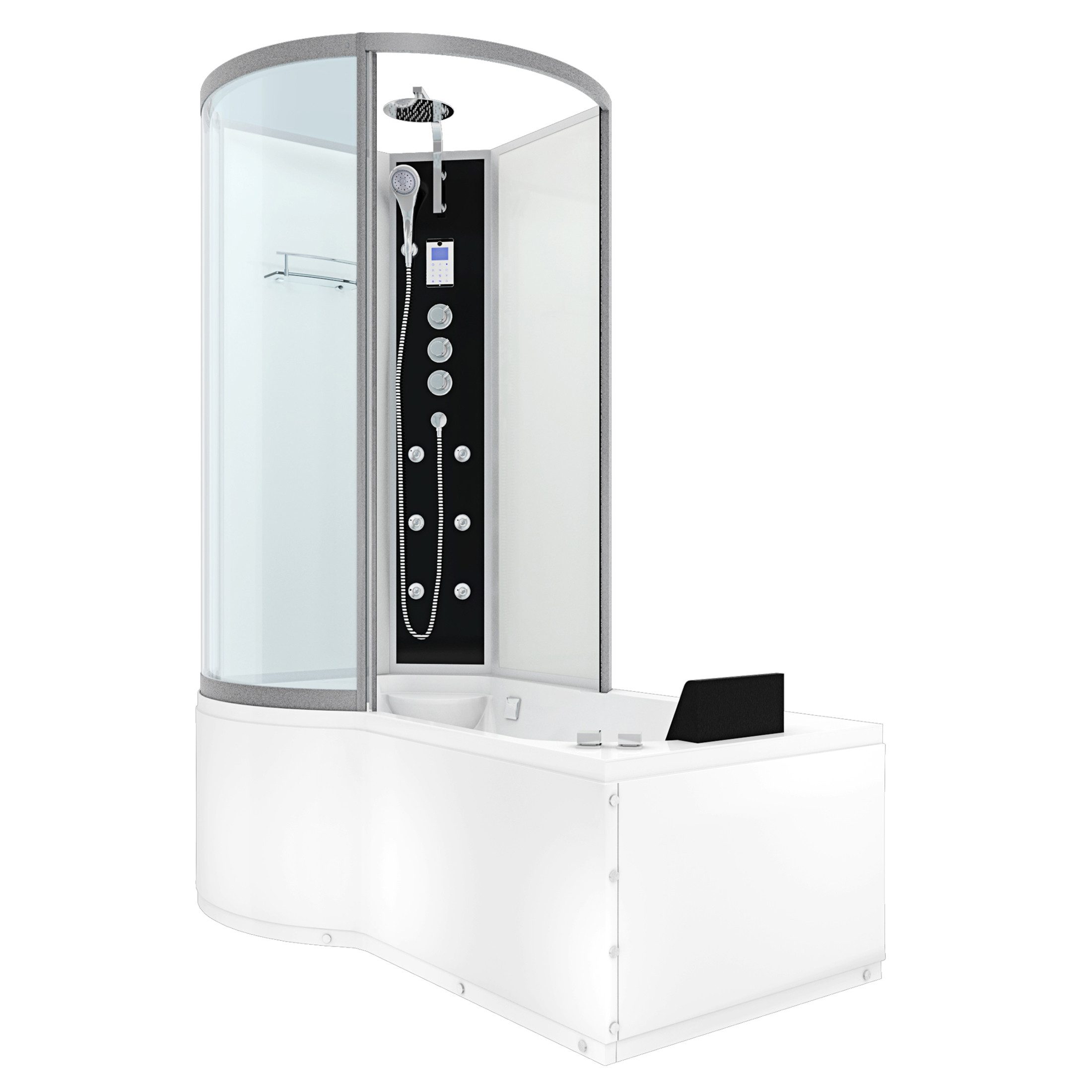 AcquaVapore Grossraumdusche Whirlpool Wanne Duschkabine ws K50-R03-WP-ALL 100x, Sicherheitsglas ESG, Integrierte Massagedüsen, Moderner Touchscreen, Digitale Steuerung, In