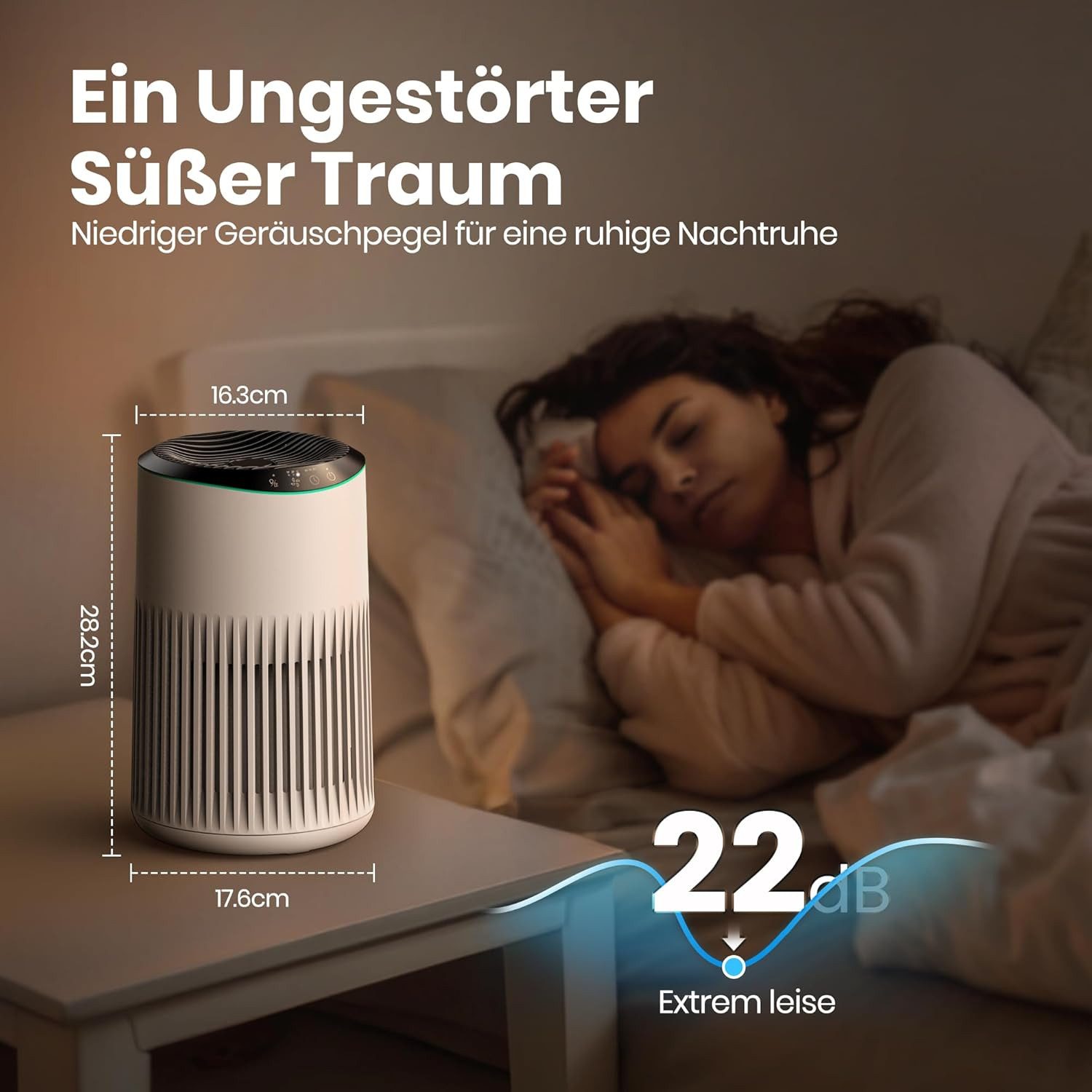 Operan Luftreiniger Allergiker für Zuhause Schlafzimmer Büro HEPA Luftfilter Raucherzimmer, für Rauch Haustier Schuppen Gerüche, Schlafmodus Blaues Umgebungslicht