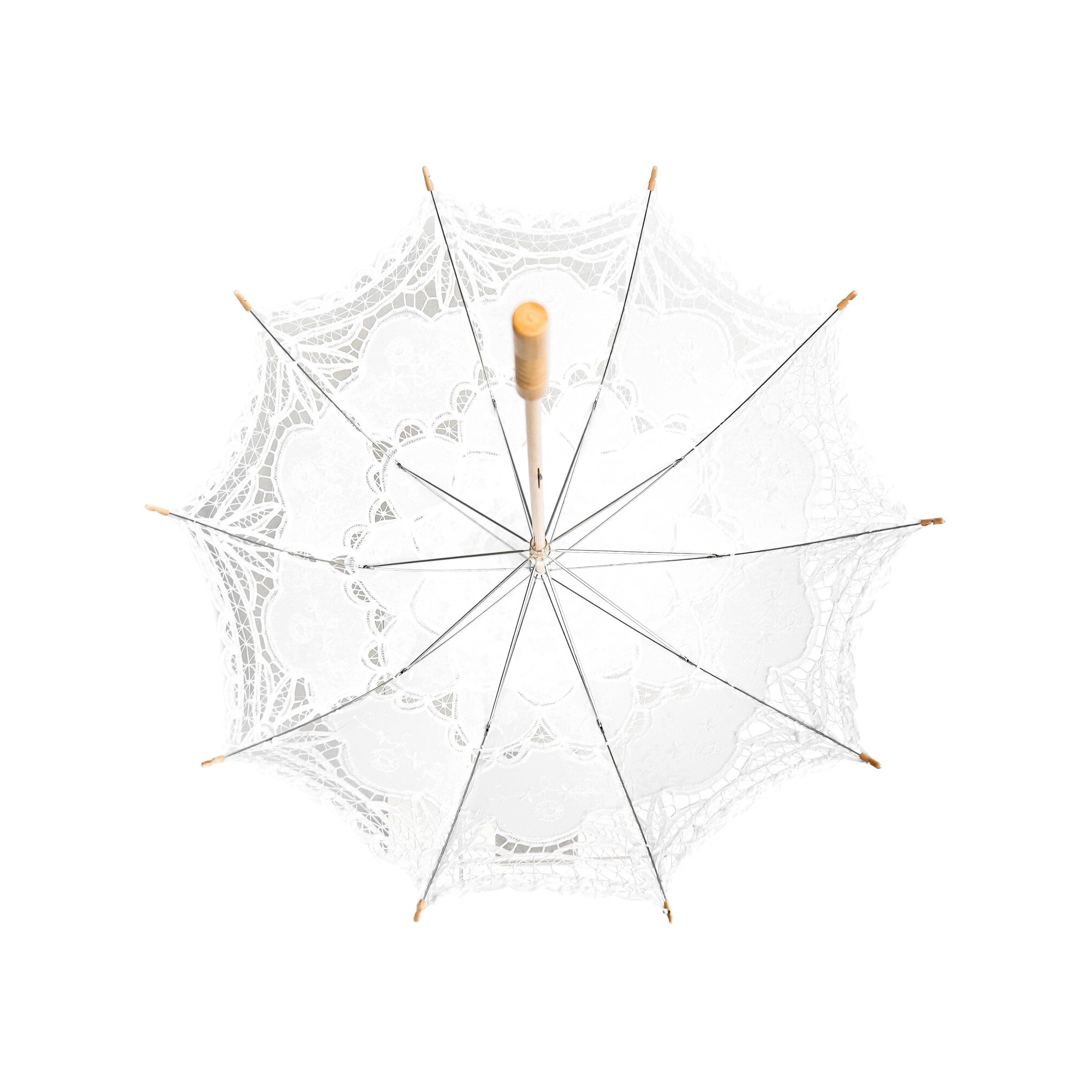 Susino Stockregenschirm Handgemachte Brautschirme mit Spitze für Hochzeitfeier