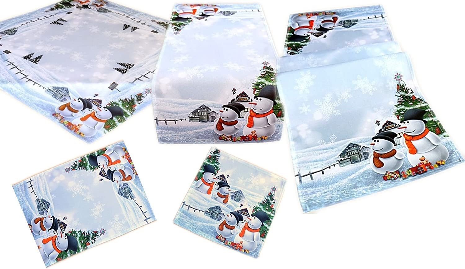texpot Tischdecke Tischläufer Druckmotiv Schneemänner Winter Weihnachtstischdecke (1-tlg)