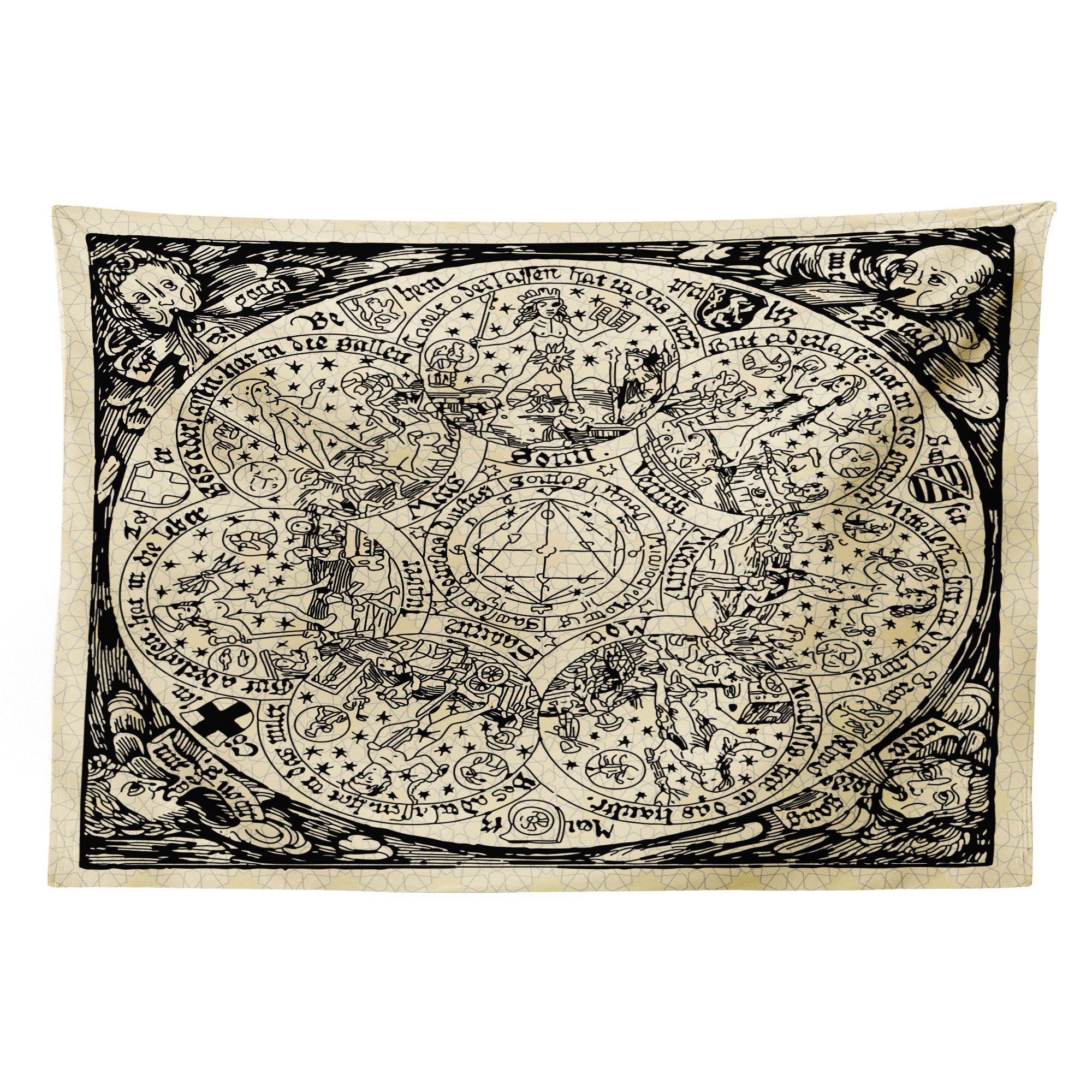 Abakuhaus Wandteppich aus Weiches Mikrofaser Stoff Für das Wohn und Schlafzimmer, rechteckig, Astrologie Karte