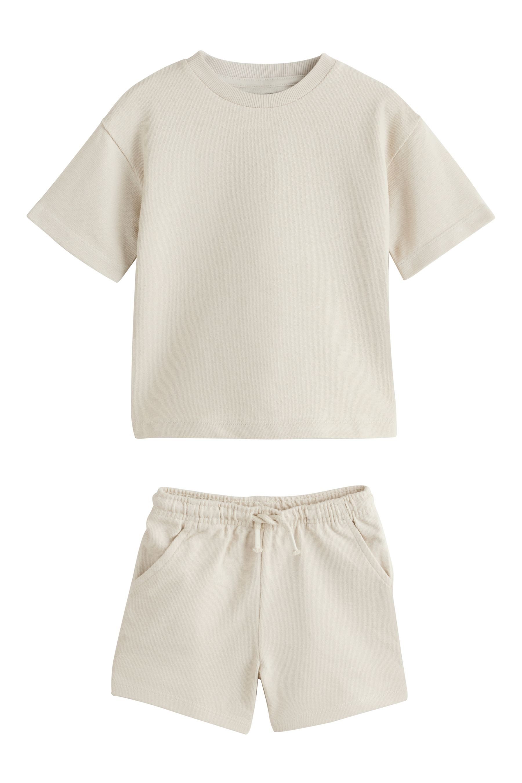 Next T-Shirt & Shorts Strukturiertes T-Shirt und Shorts, Set (2-tlg)