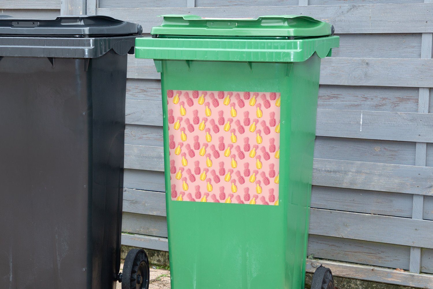 - Container, (1 Rosa Sommer St), Sticker, - Wandsticker Mülleimer-aufkleber, Ananas Mülltonne, - Abfalbehälter MuchoWow Muster