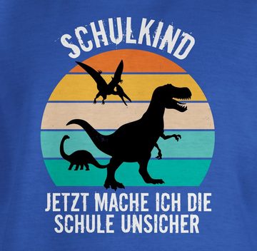 Shirtracer T-Shirt Schulkind Dinosaurier Retro Einschulung Junge Schulanfang Geschenke