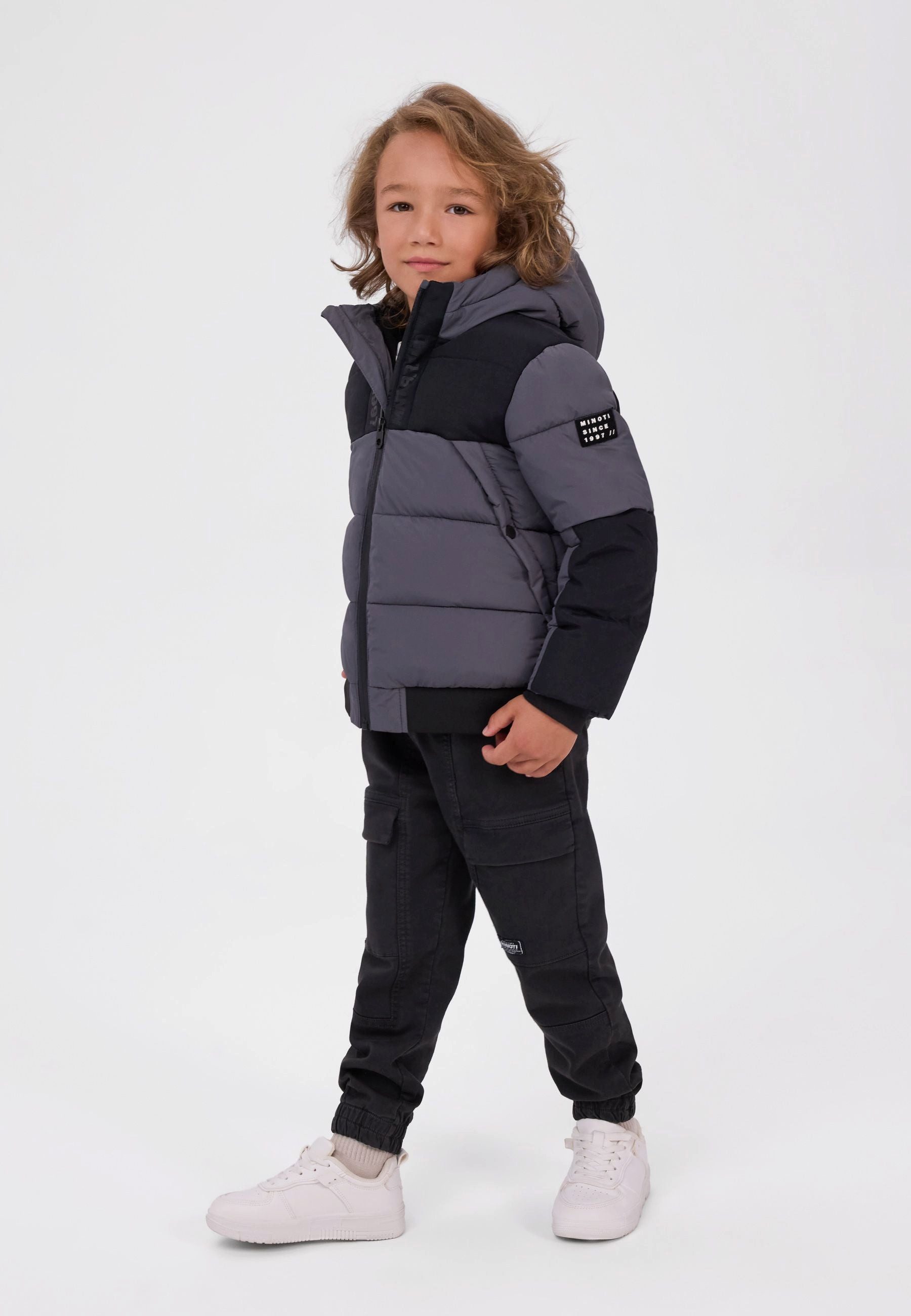 MINOTI Winterjacke für Jungen mit Fleecefutter Kontrasteinsätze – Bild 2 von 5
