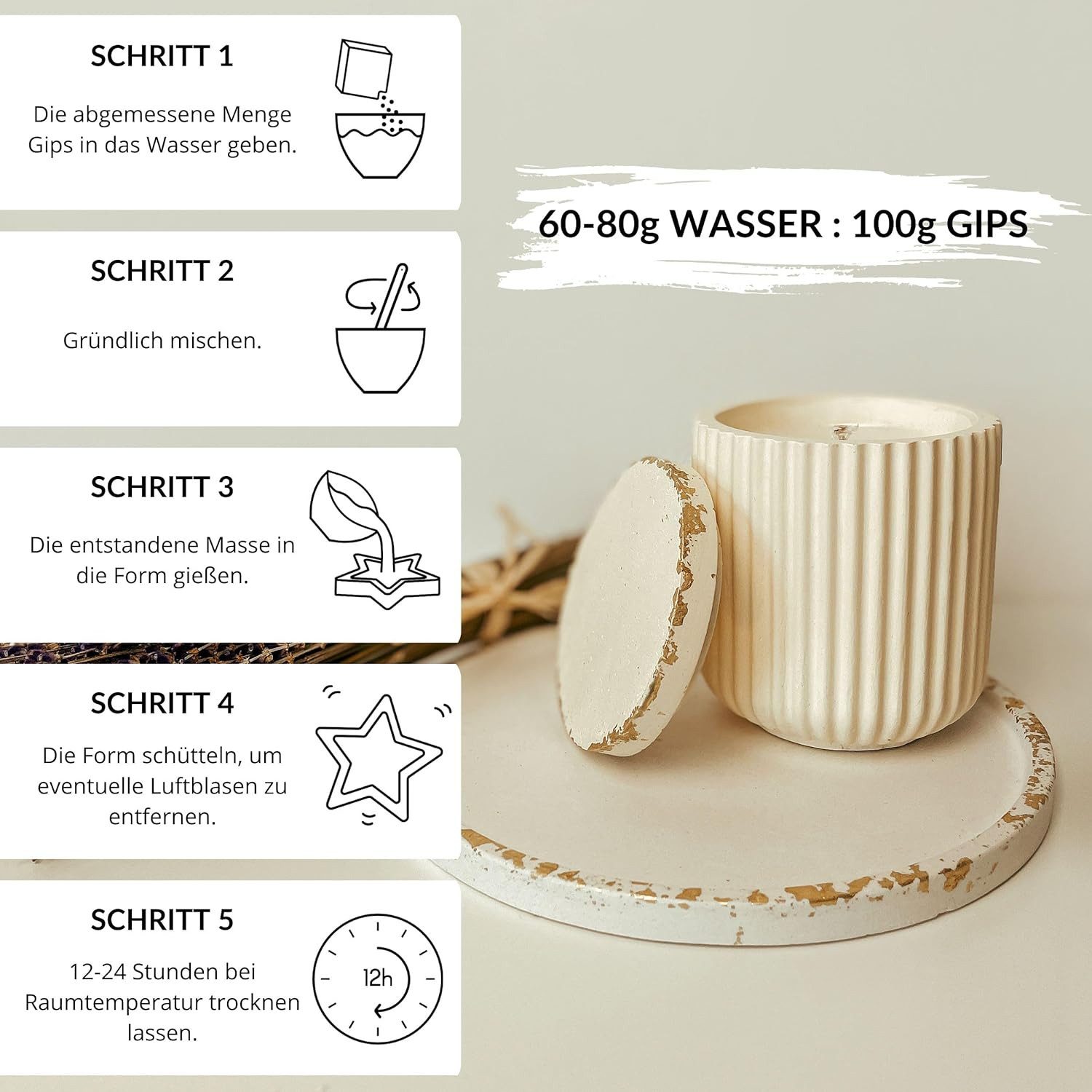 Creative Deco Modelliermasse Gießpulver weiß Keramik Gießmasse, Reliefgießpulver Modelliergips, Zum Modellieren
