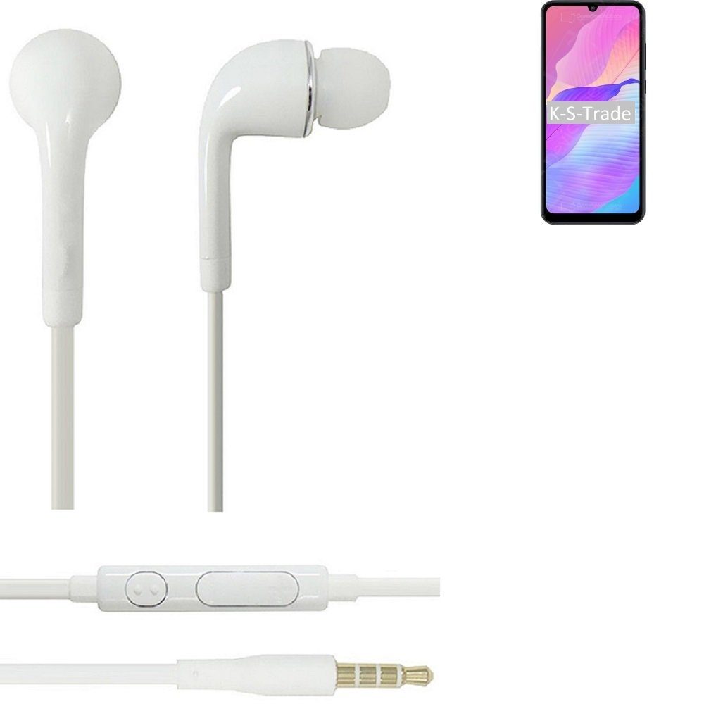 K-S-Trade für Huawei Enjoy 20e In-Ear-Kopfhörer (Kopfhörer Headset mit Mikrofon u Lautstärkeregler weiß 3,5mm)